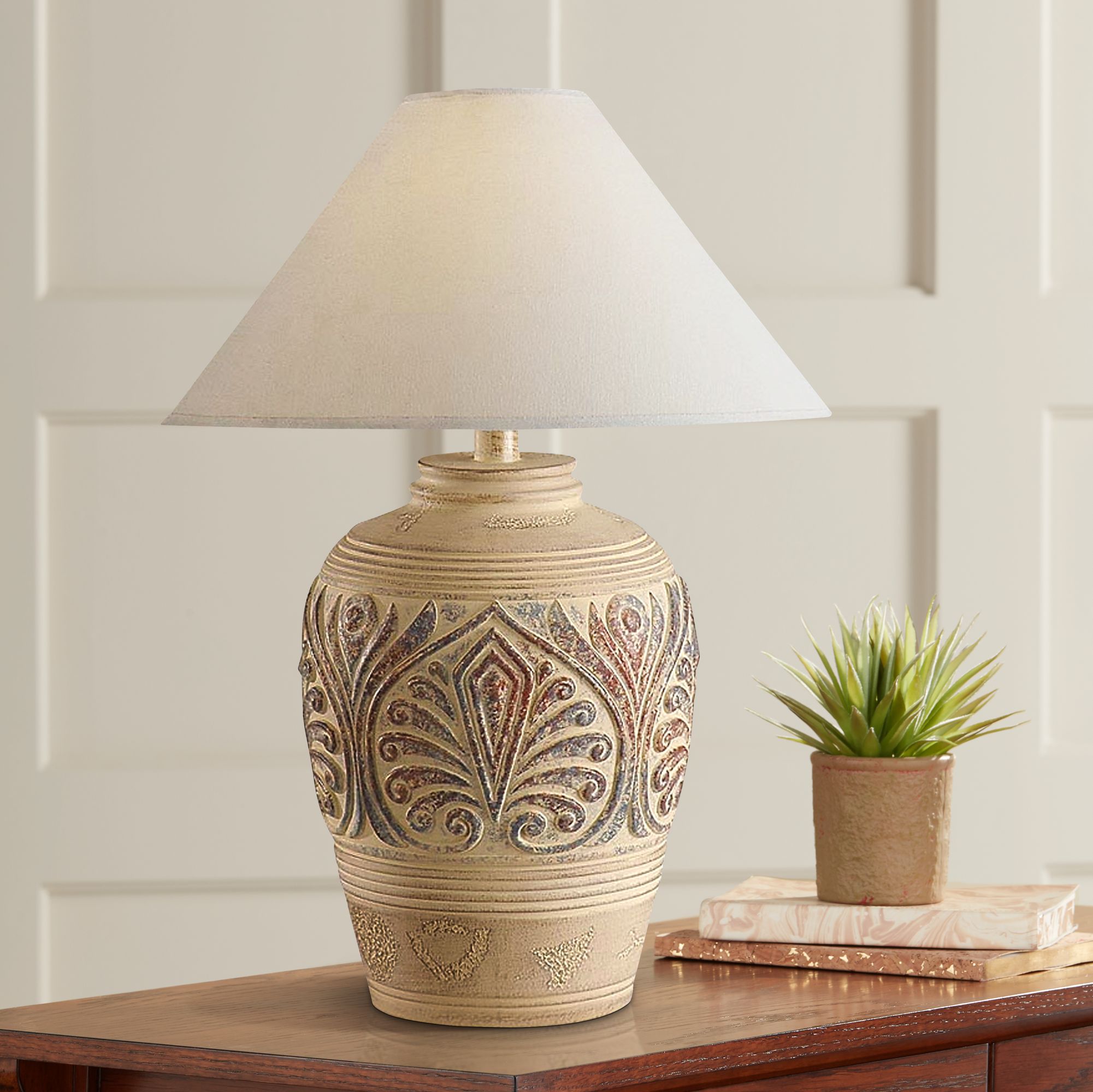 Southwest Tan Leaf Design Table Lamp H1301 Lamps Plus
