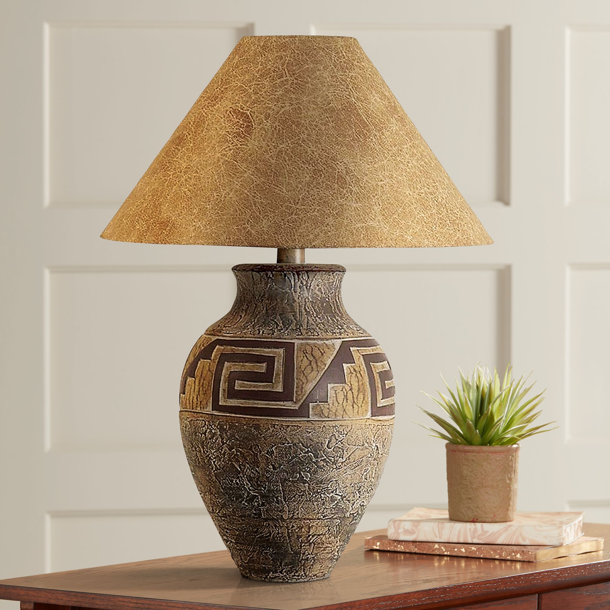 Southwest Pattern Paprika Shade Table Lamp H1328 Lamps Plus