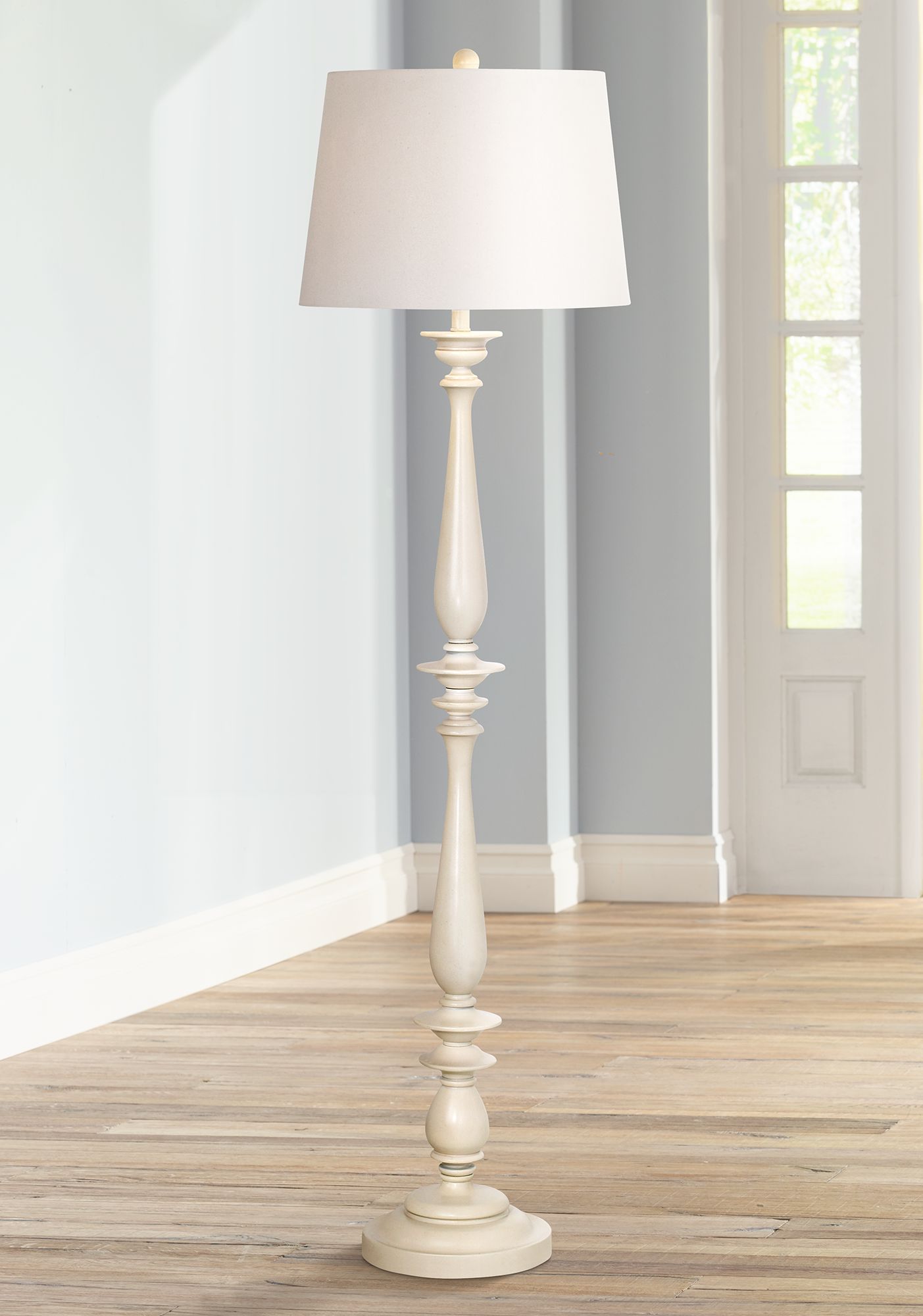 Coastal Turned Base White Floor Lamp H3789 Lamps Plus