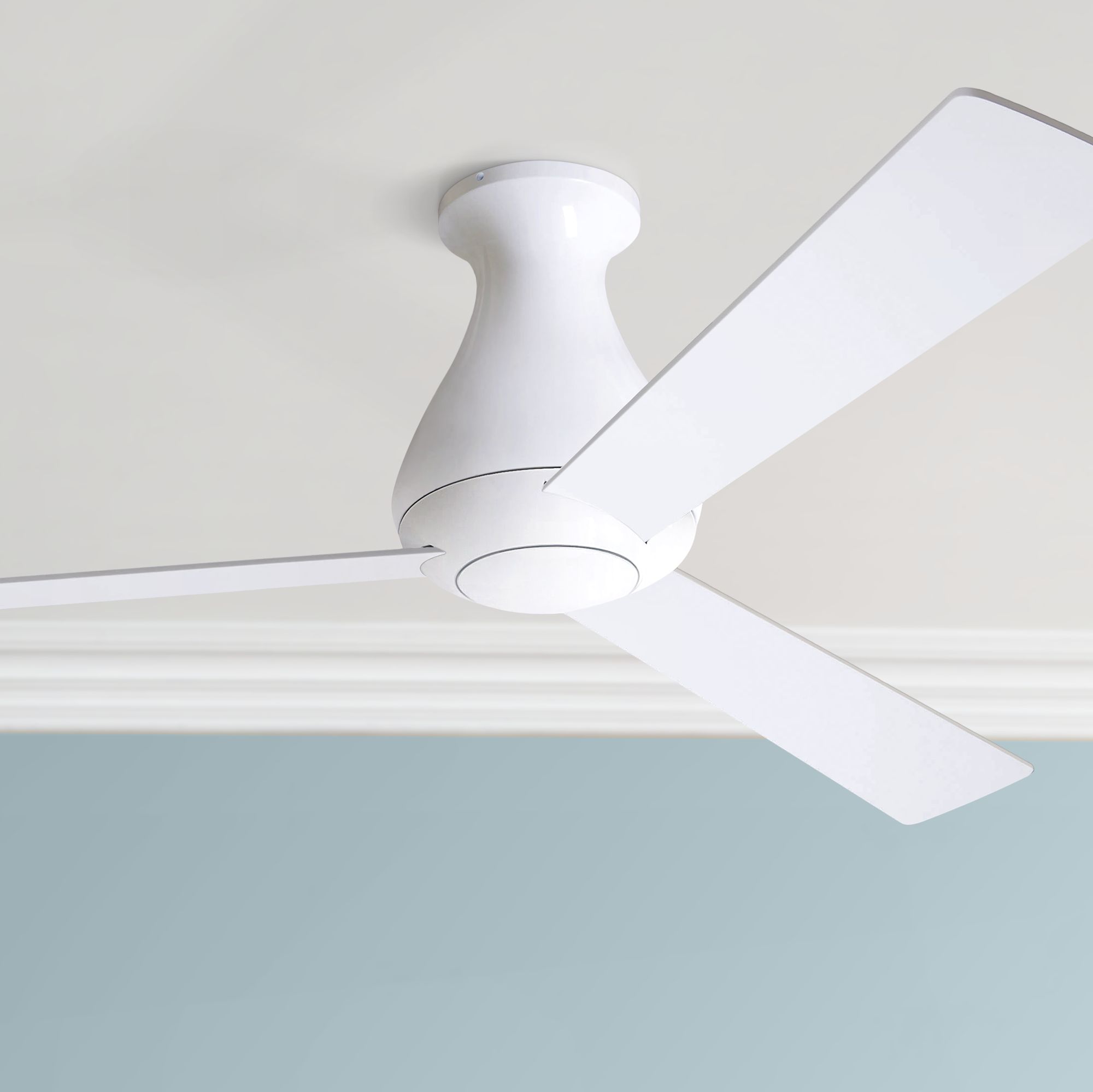 Modern Flush Mount Ceiling Fan 52" Modern Fan Altus Gloss White Flush Mount Ceiling Fan J3799