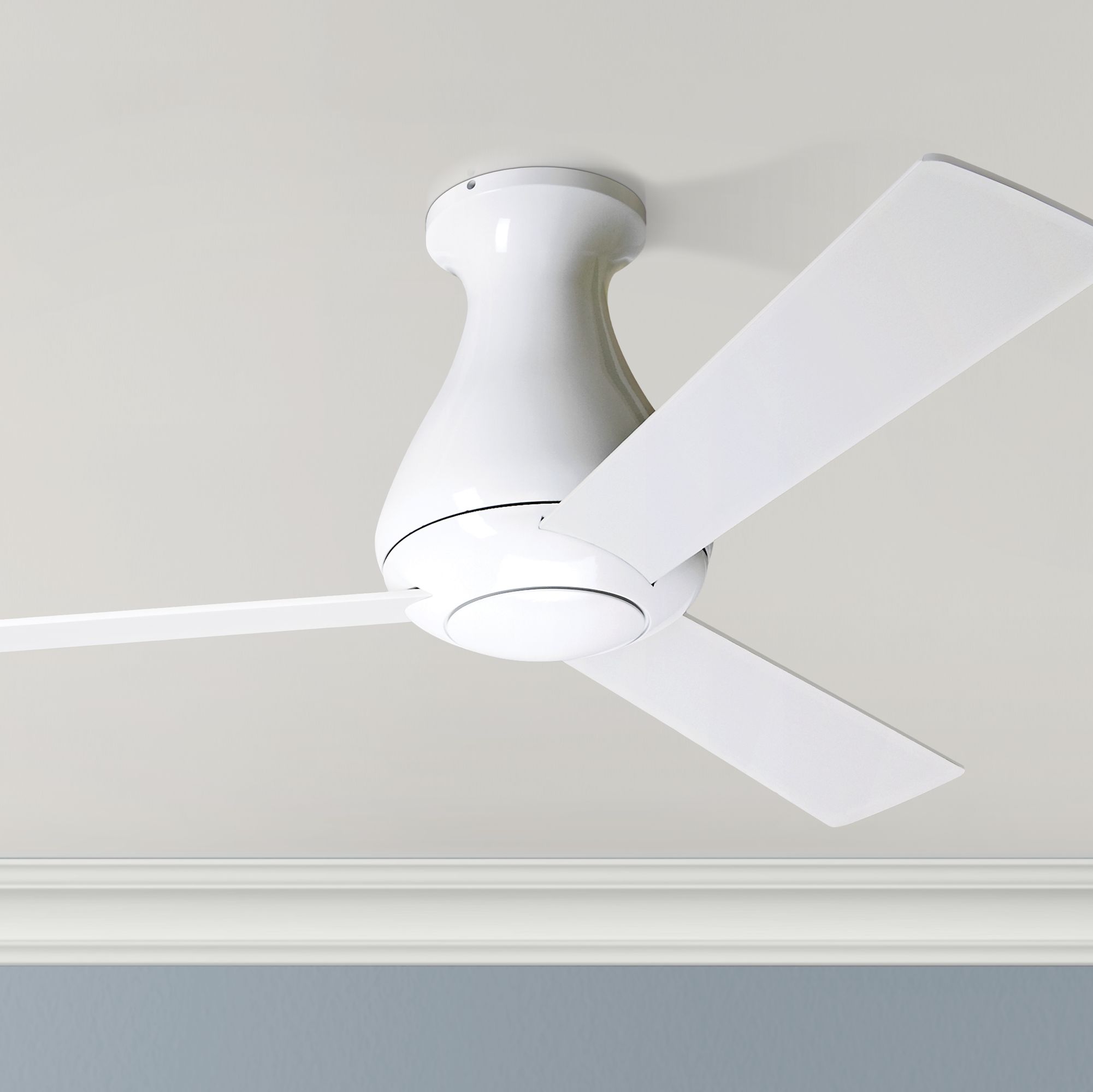 42" Modern Fan Altus Gloss White Flush Mount Ceiling Fan - #J9279