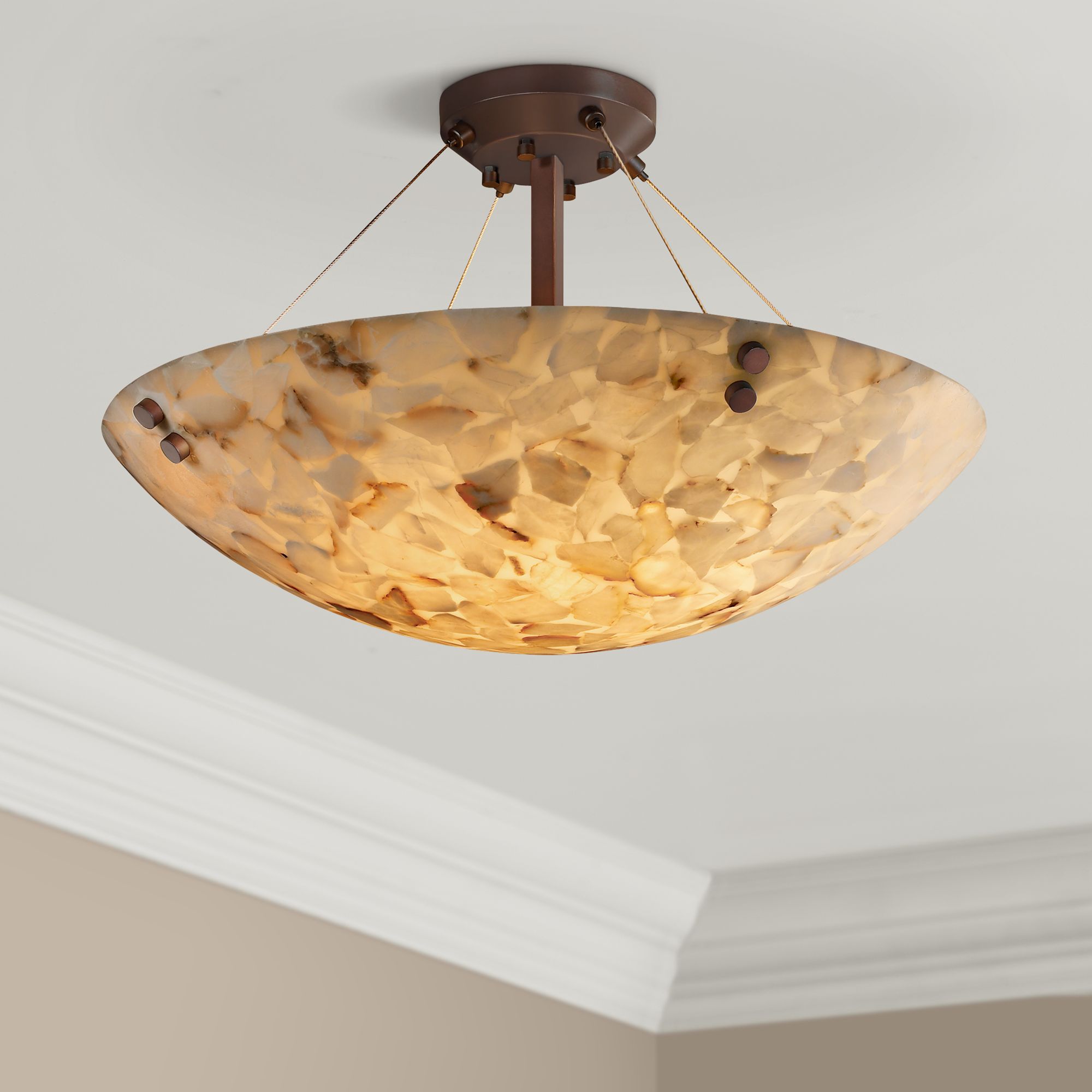 Alabaster Rock Dark Bronze 18" Wide Semiflush Ceiling Light K5298
