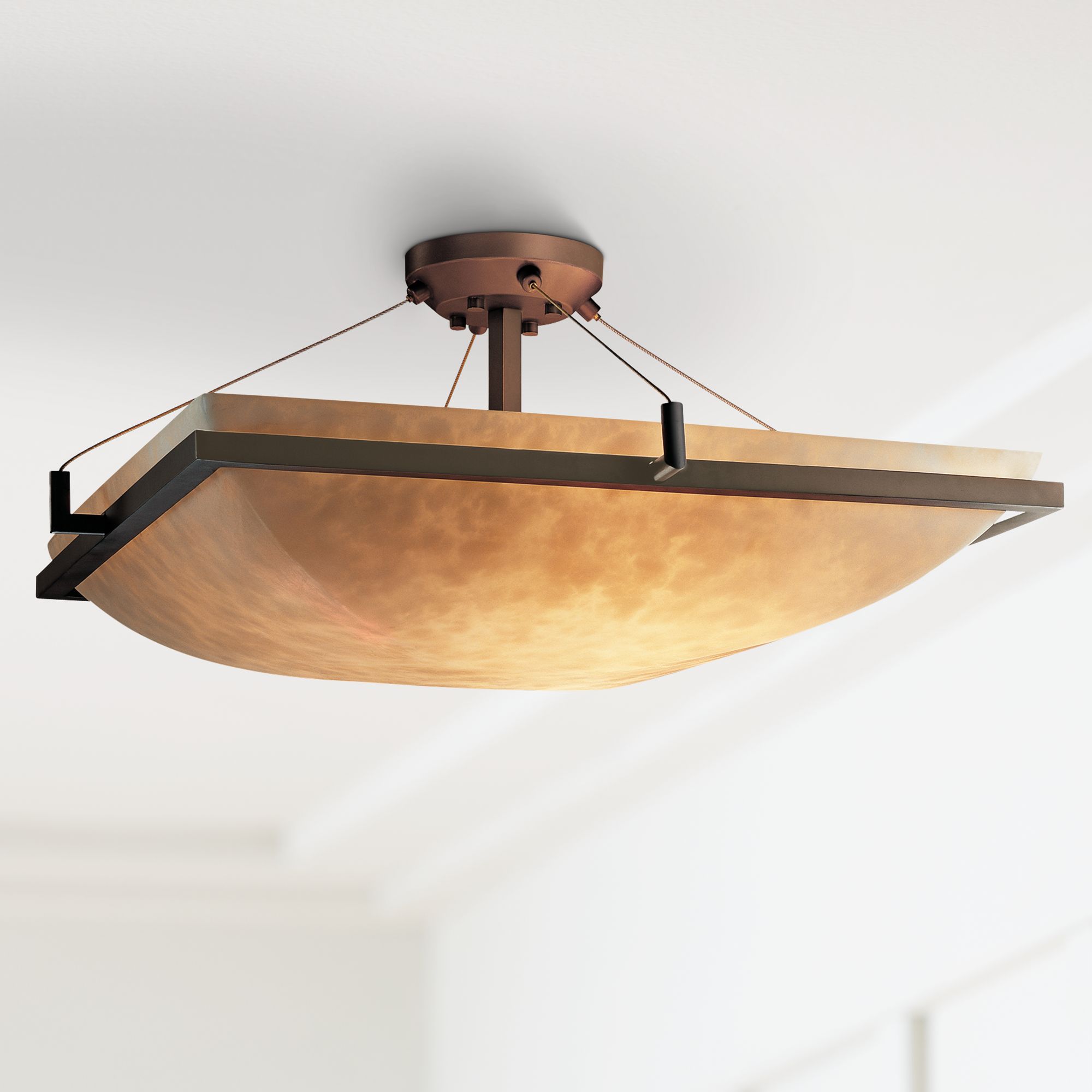 LumenAria Faux Alabaster 24" Wide Semiflush Ceiling Light K5311