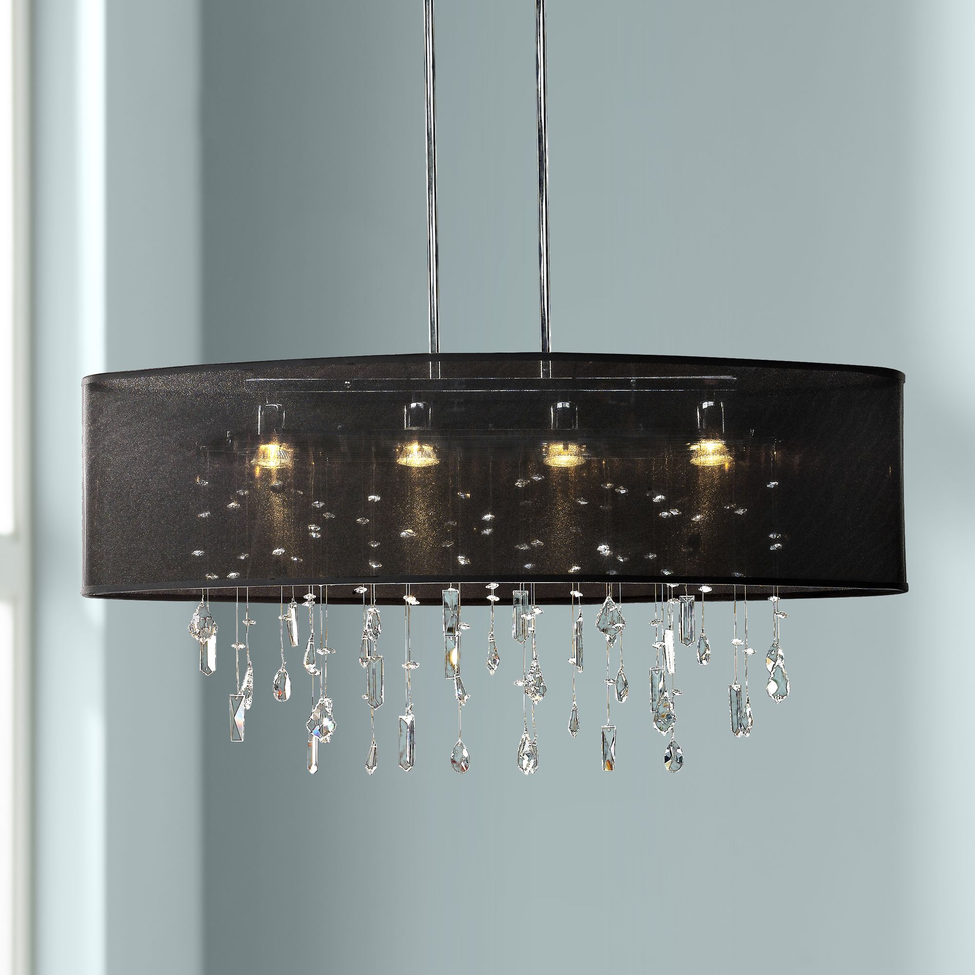 Lifestyles 33" Wide Oval Large Black Pendant Chandelier N7284