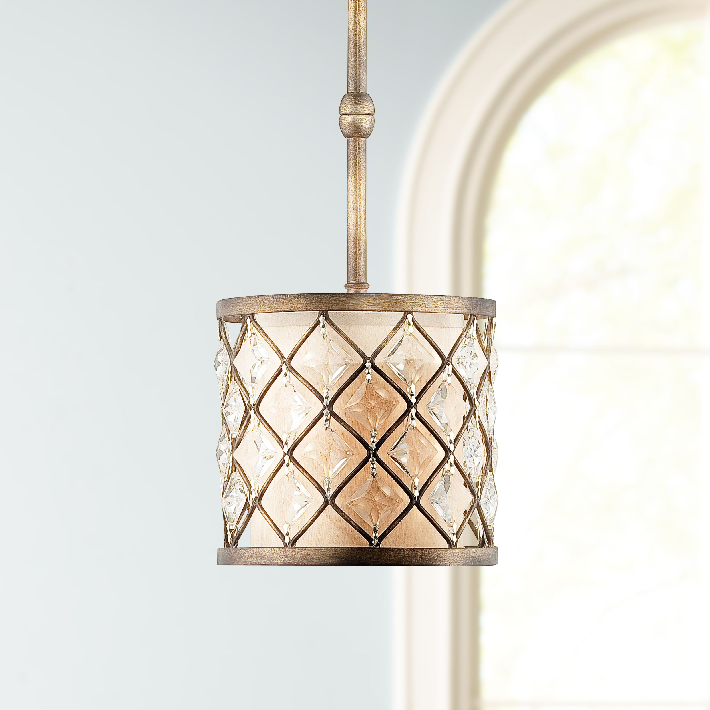 Jeweled Golden Bronze 9" Wide Mini Pendant Light P0363 Lamps Plus