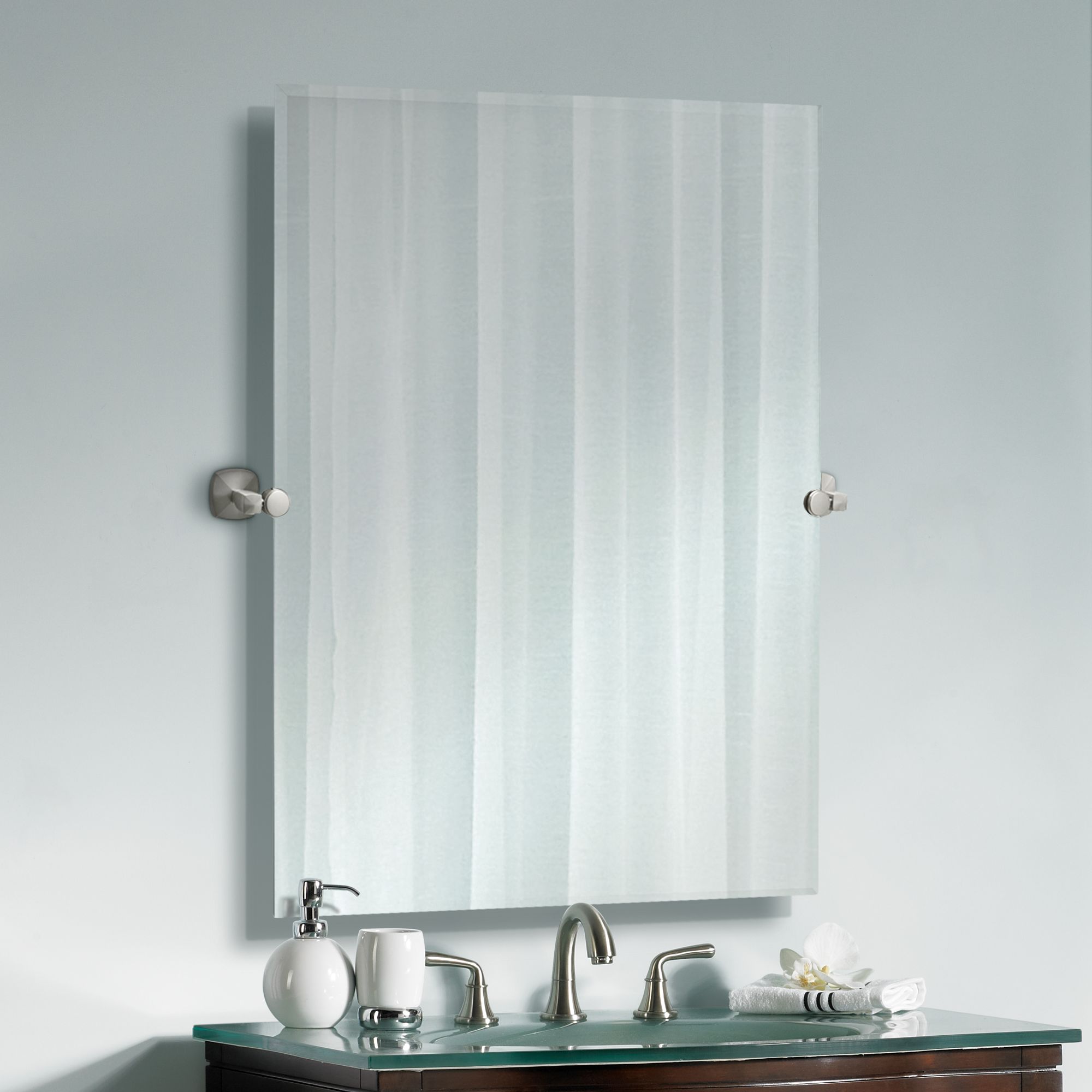 Gatco Jewel Satin Nickel 31 1/2" High Tilt Wall Mirror P8113 Lamps