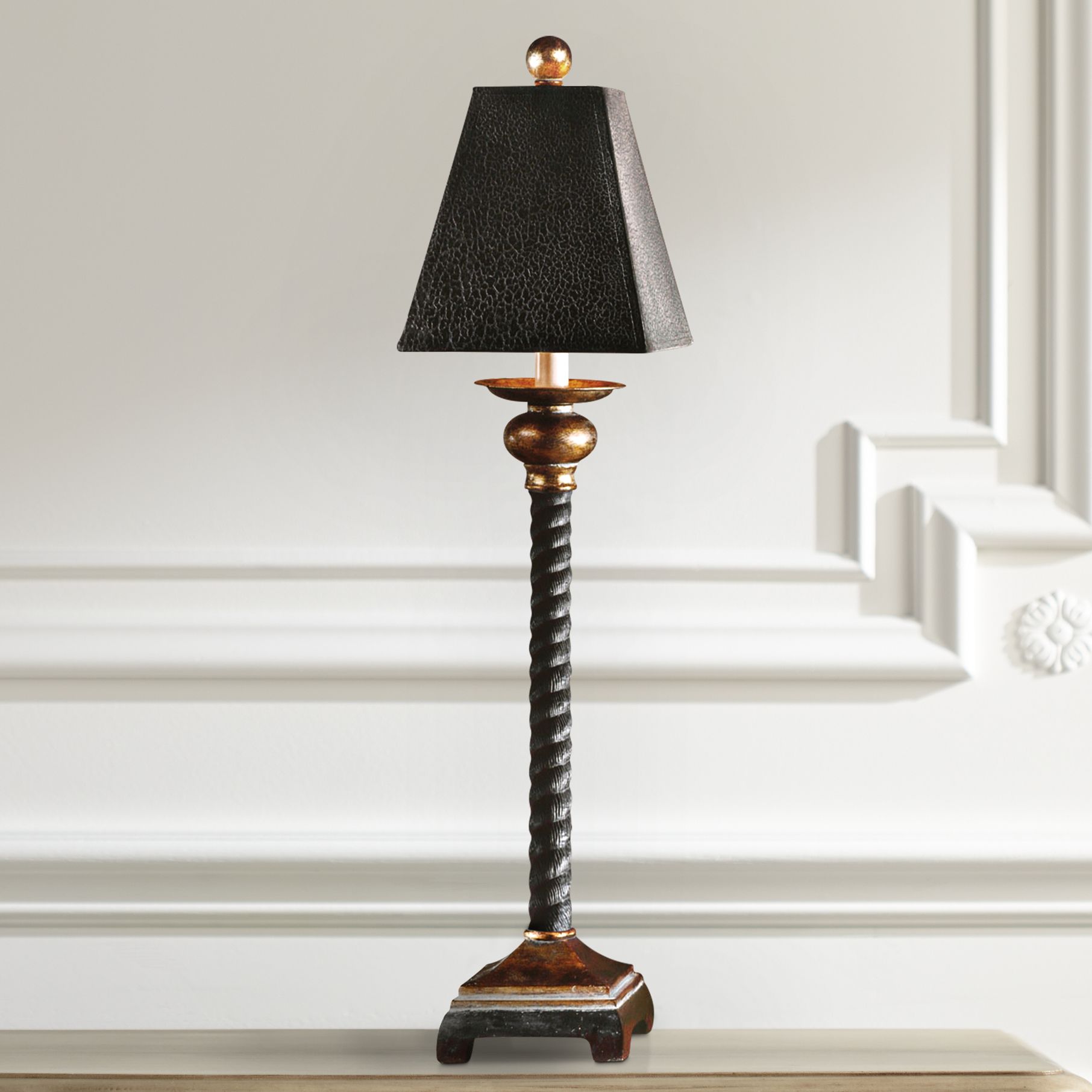 Uttermost Bellcord Black and Bronze Buffet Table Lamp R6499 Lamps Plus