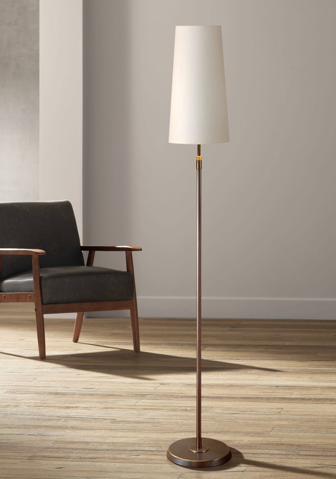 Holtkoetter Hand Brushed Old Bronze White Narrow Floor Lamp T2169