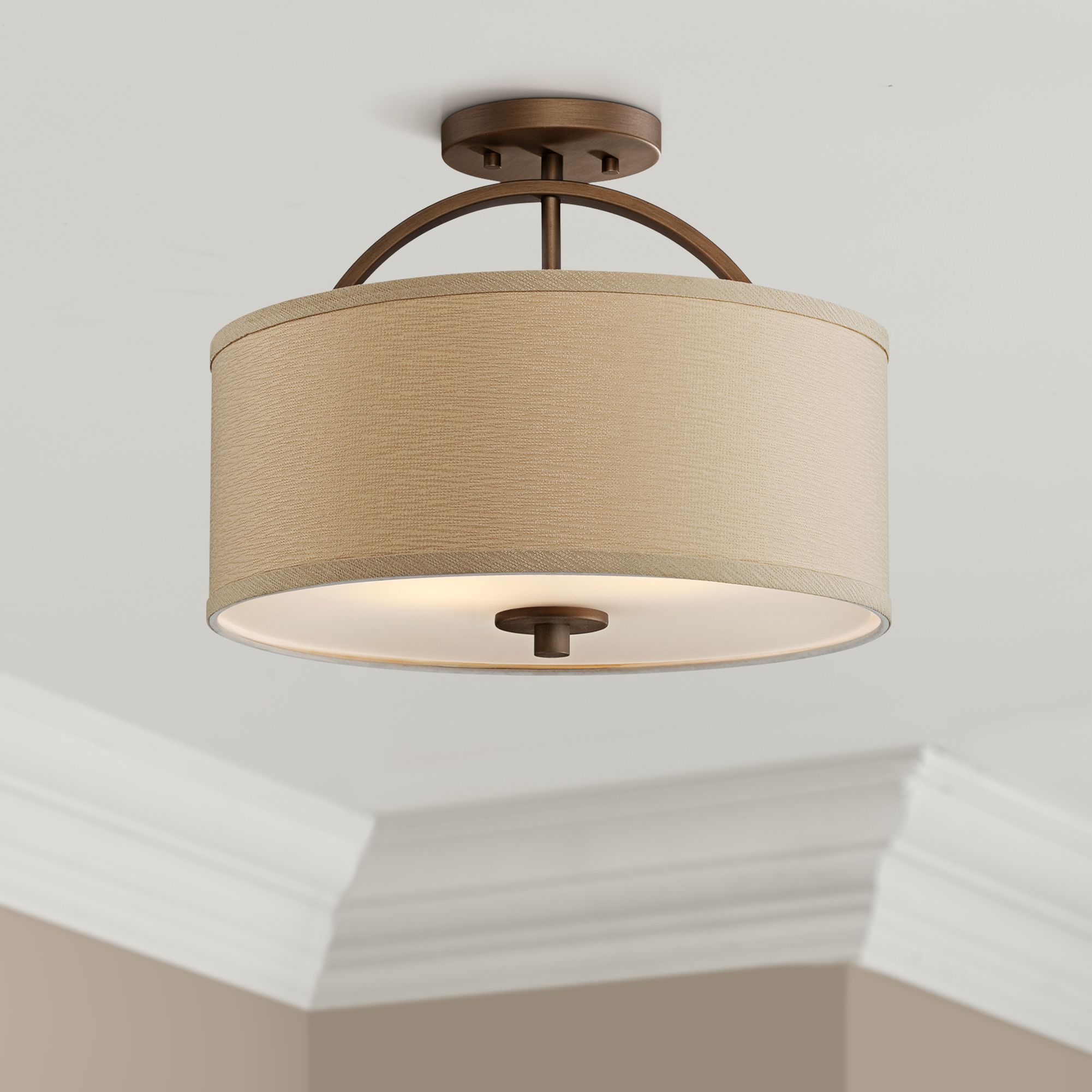 Possini Euro Halsted 15" Wide Brushed Bronze Ceiling Light T8954