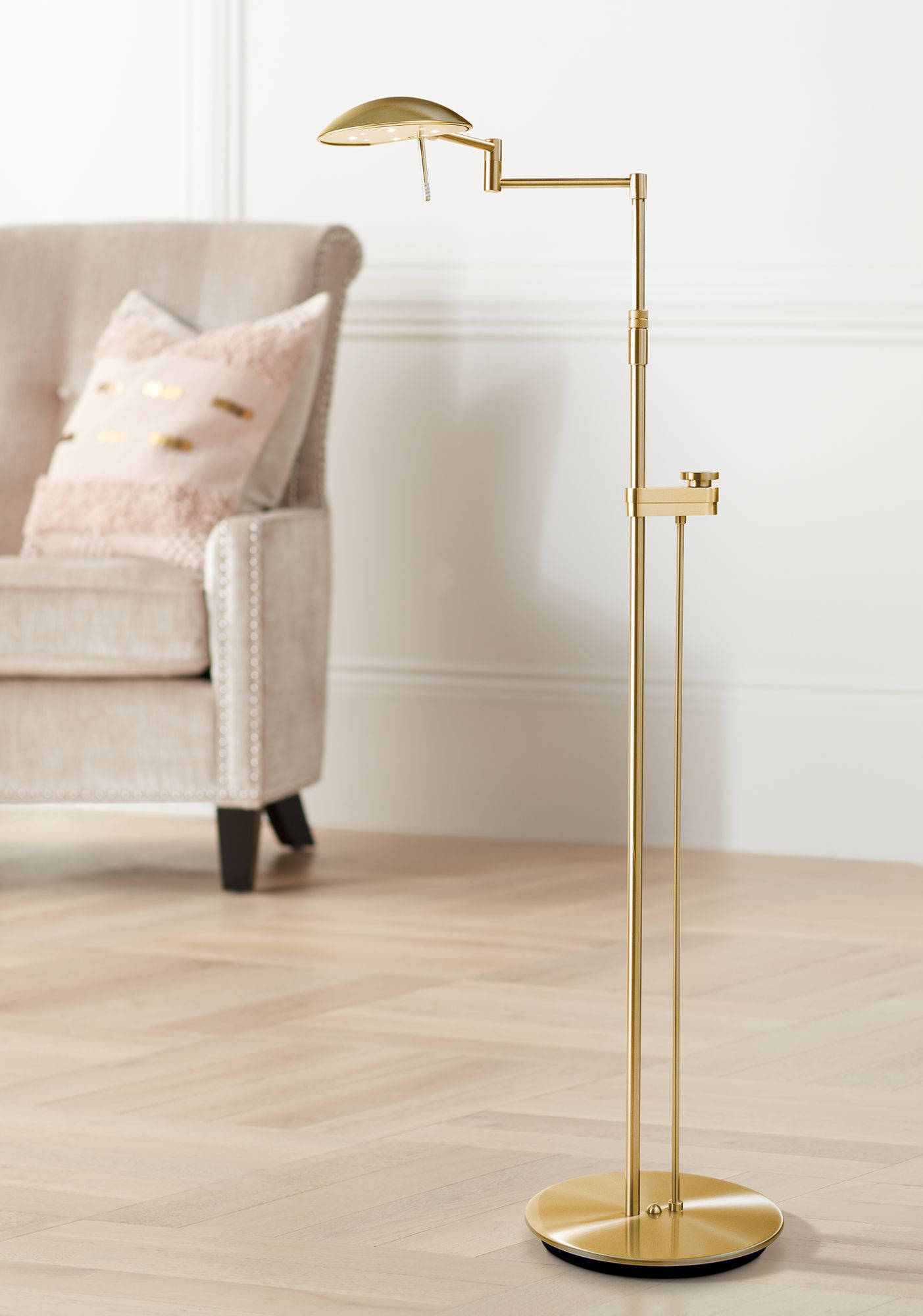 Brushed Brass Bernie Series LED Holtkoetter Floor Lamp U6609 Lamps