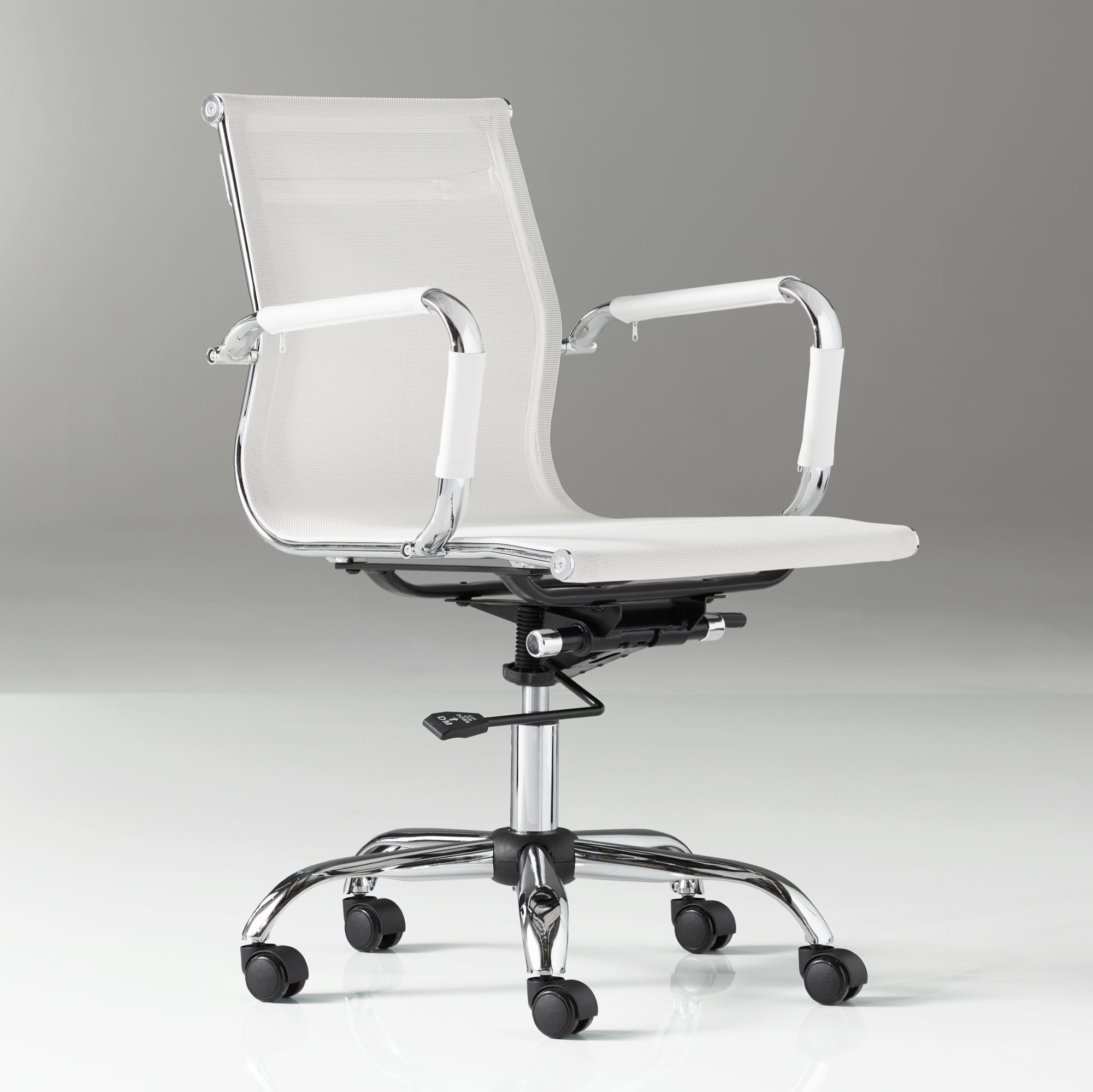Lealand White And Chrome Low Back Desk Chair Lealand White and Chrome Low Back Desk Chair U7602 Lamps Plus