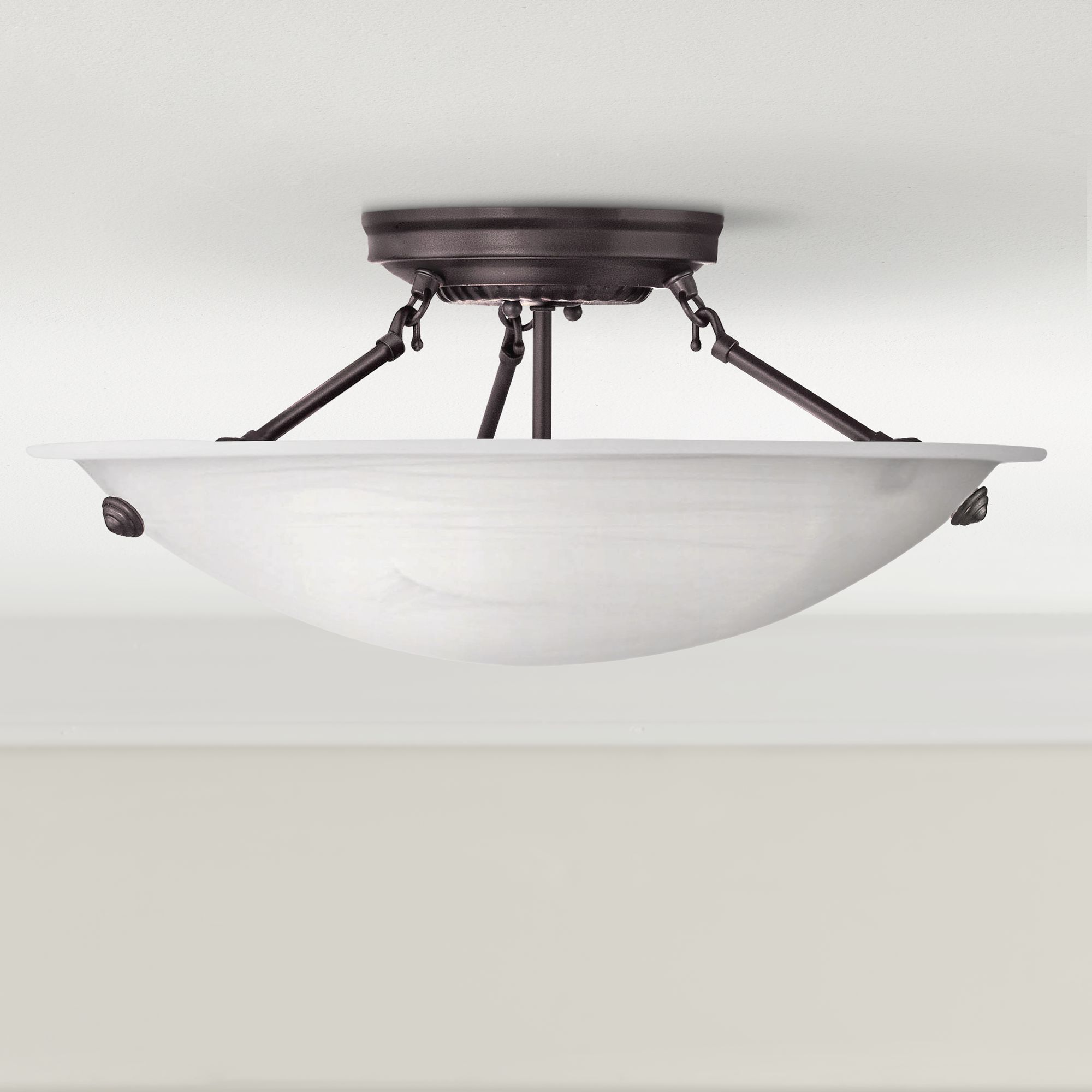 Oasis 16" Wide Bronze and Alabaster Bowl Ceiling Light U7638 Lamps