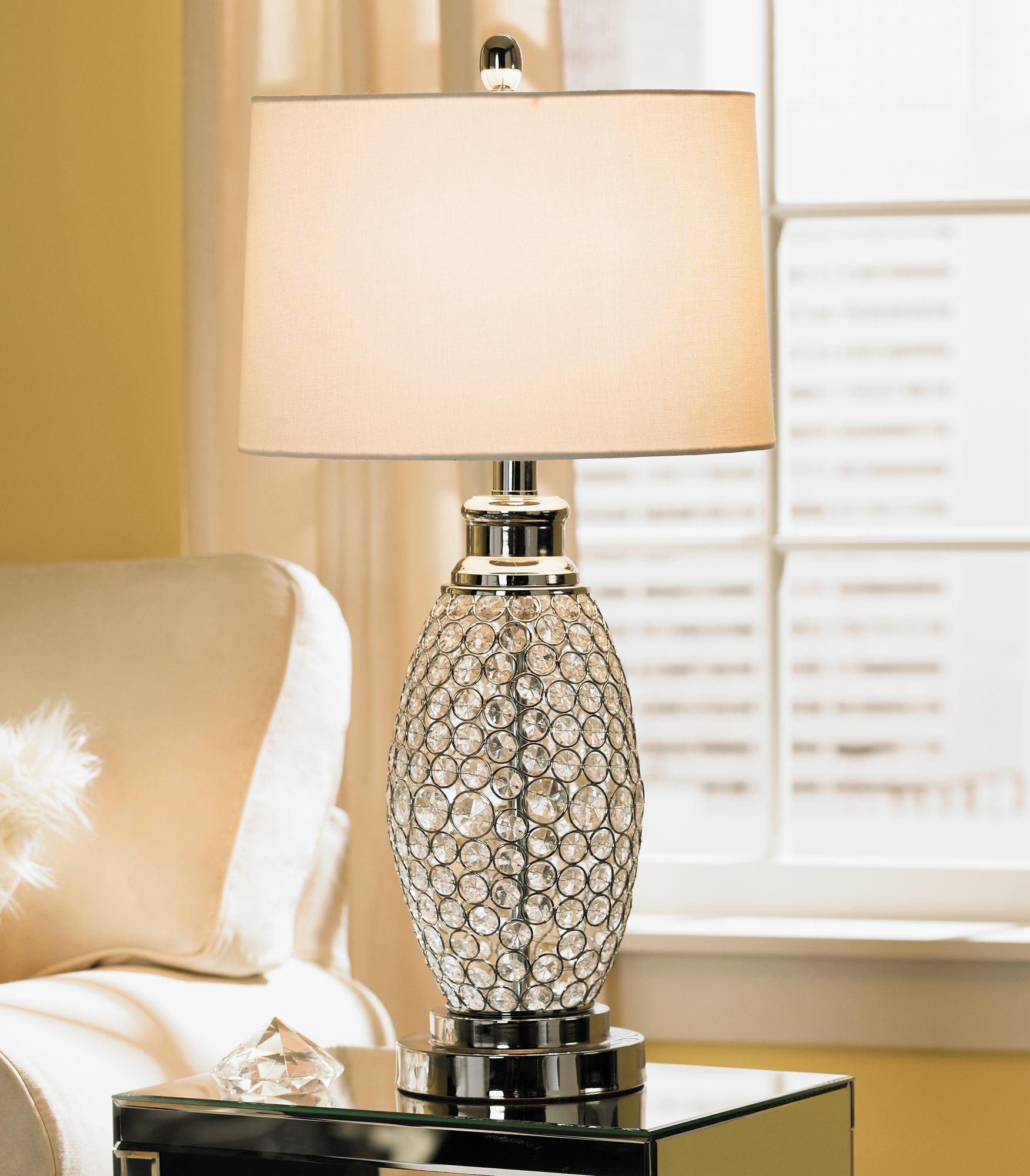 Possini Euro Design Beaded Table Lamp with White Shade V0785 Lamps