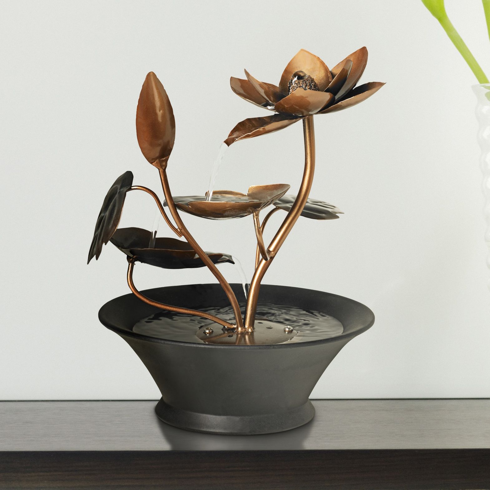 Begonia Flowers Small Cascading Indoor Tabletop Fountain V7988