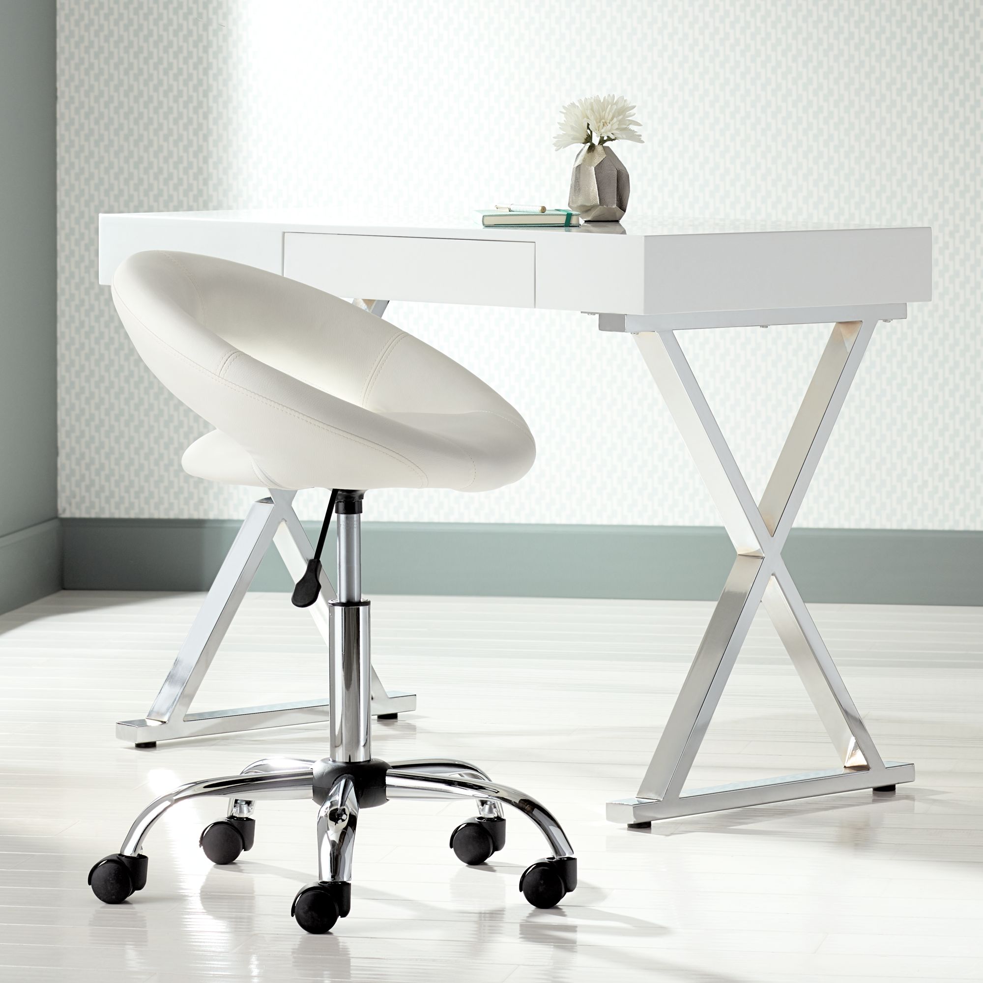 Orbit Faux Leather Adjustable Height White Bar Stool Orbit White Faux Leather Adjustable Rolling Office Stool W2468