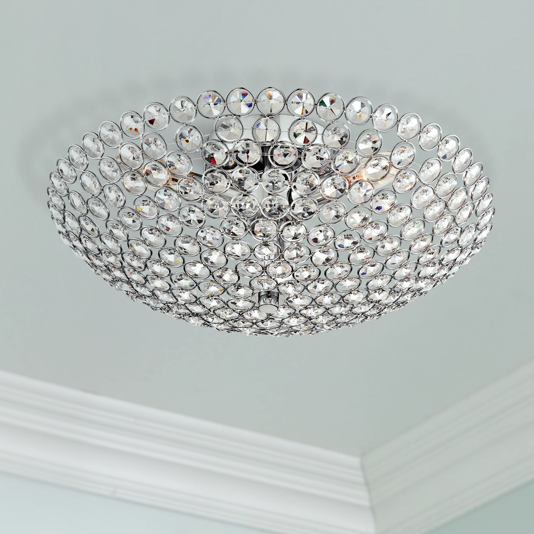Possini Euro Design Geneva 16" Wide Crystal Ceiling Light