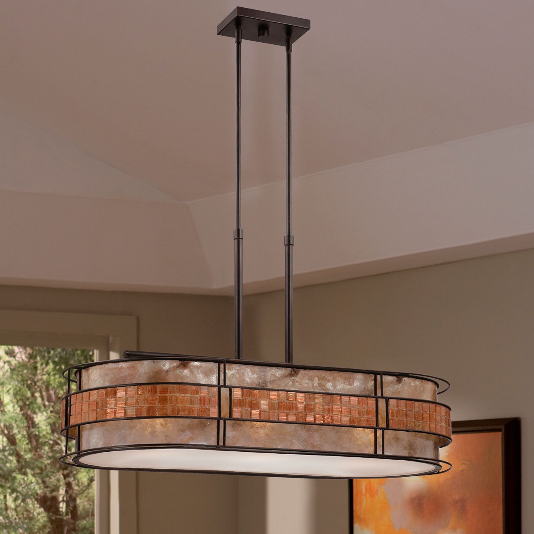 Laguna 37" Wide Copper Oval Kitchen Island Light Chandelier Y0173