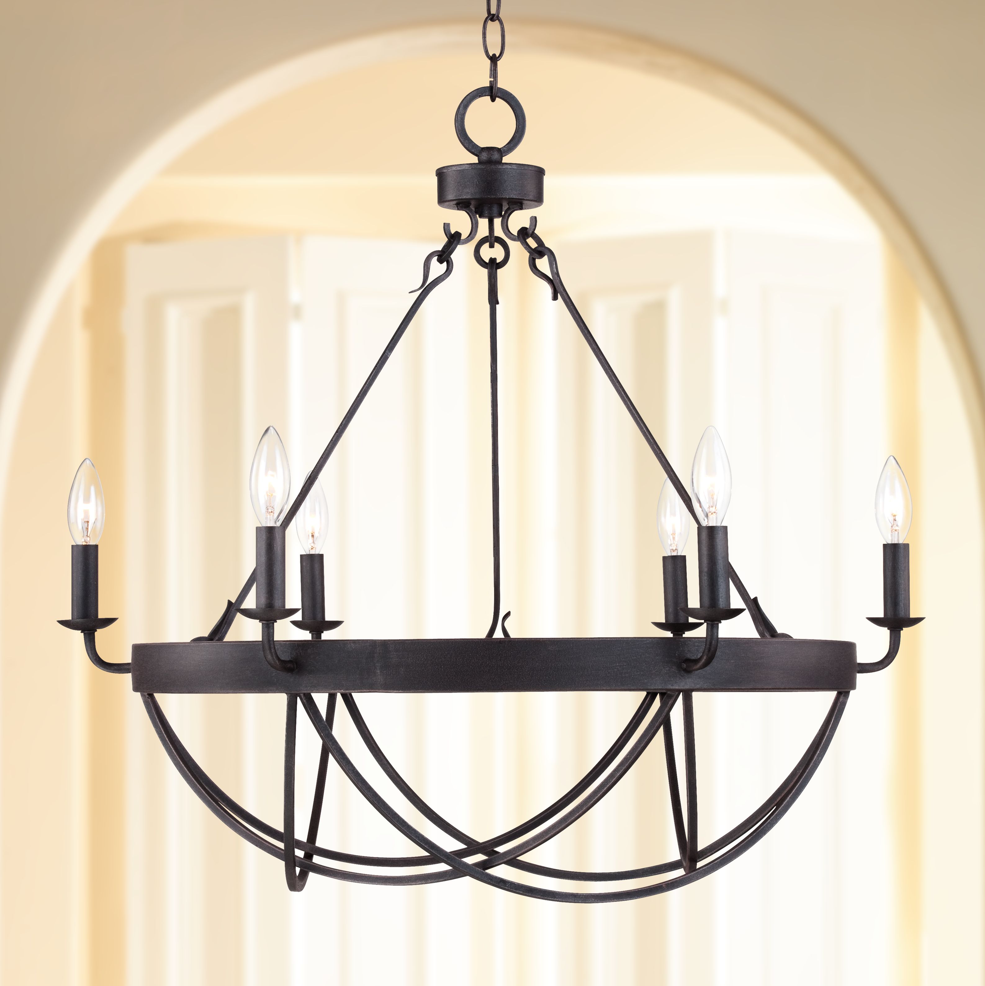 Lyster Square 28" Wide OilRubbed Bronze Chandelier Y2256 Lamps Plus