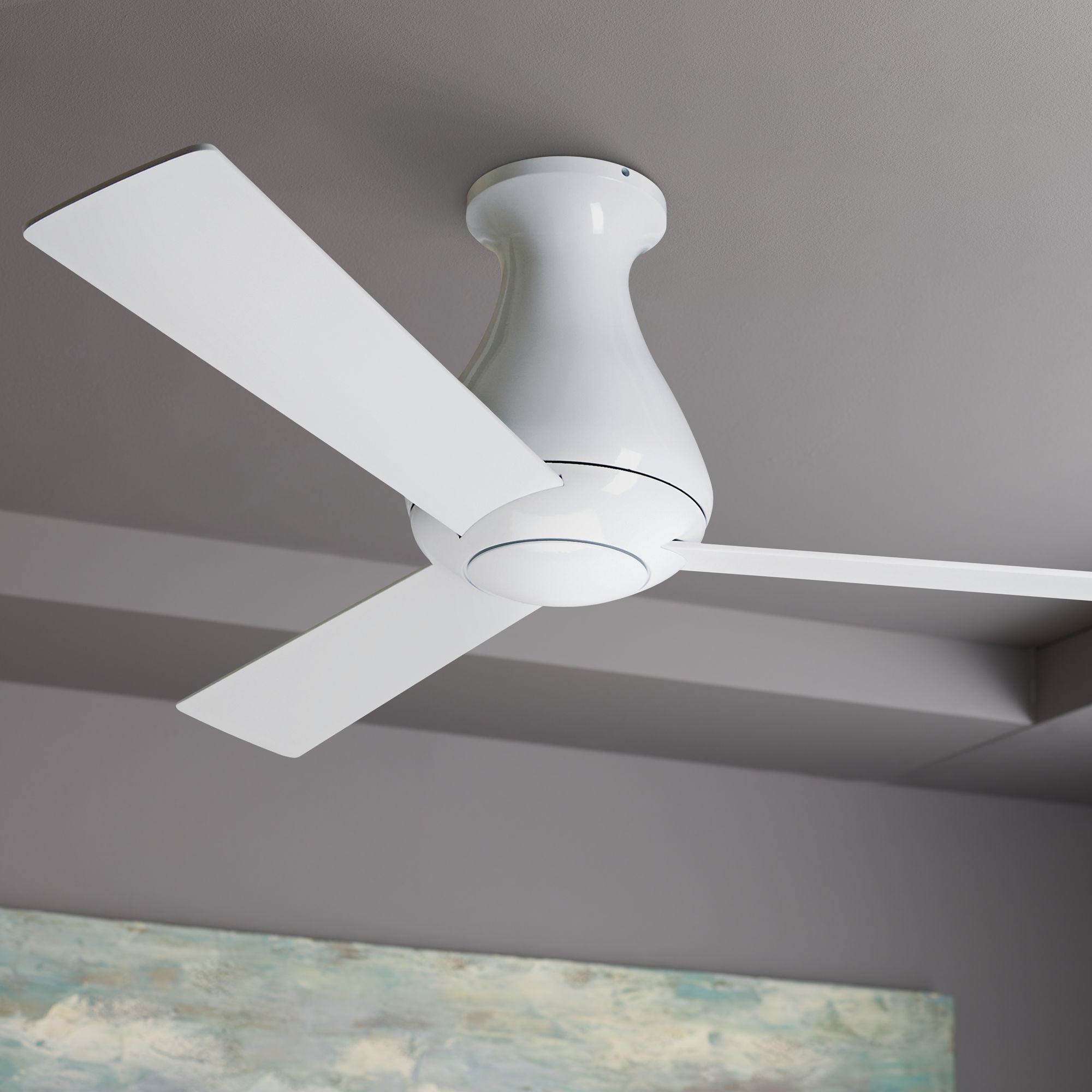 52" Modern Fan Altus Hugger Gloss White Ceiling Fan Y4559 Lamps Plus