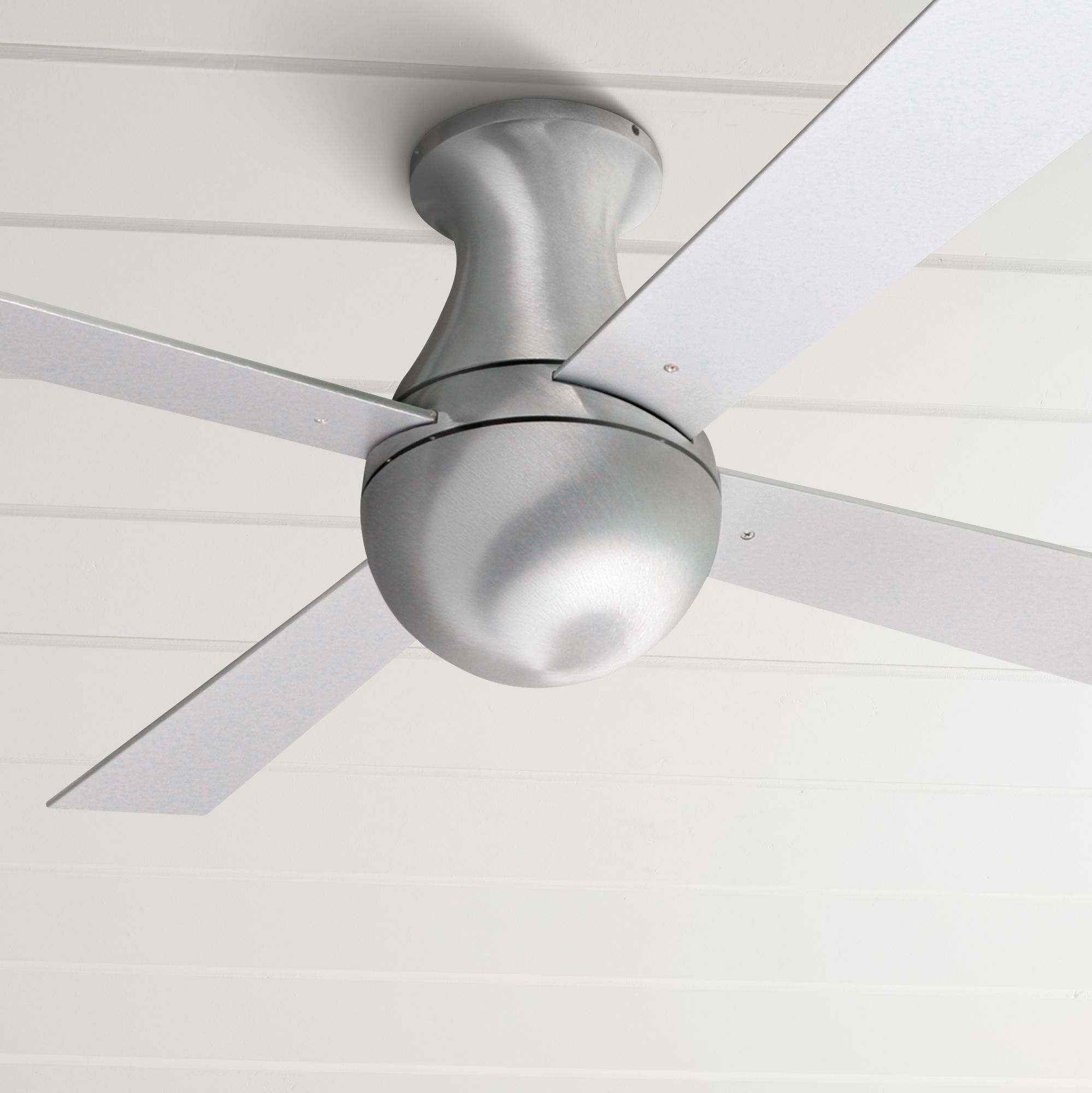 42" Modern Fan Ball Hugger Brushed Aluminum Ceiling Fan Y4913