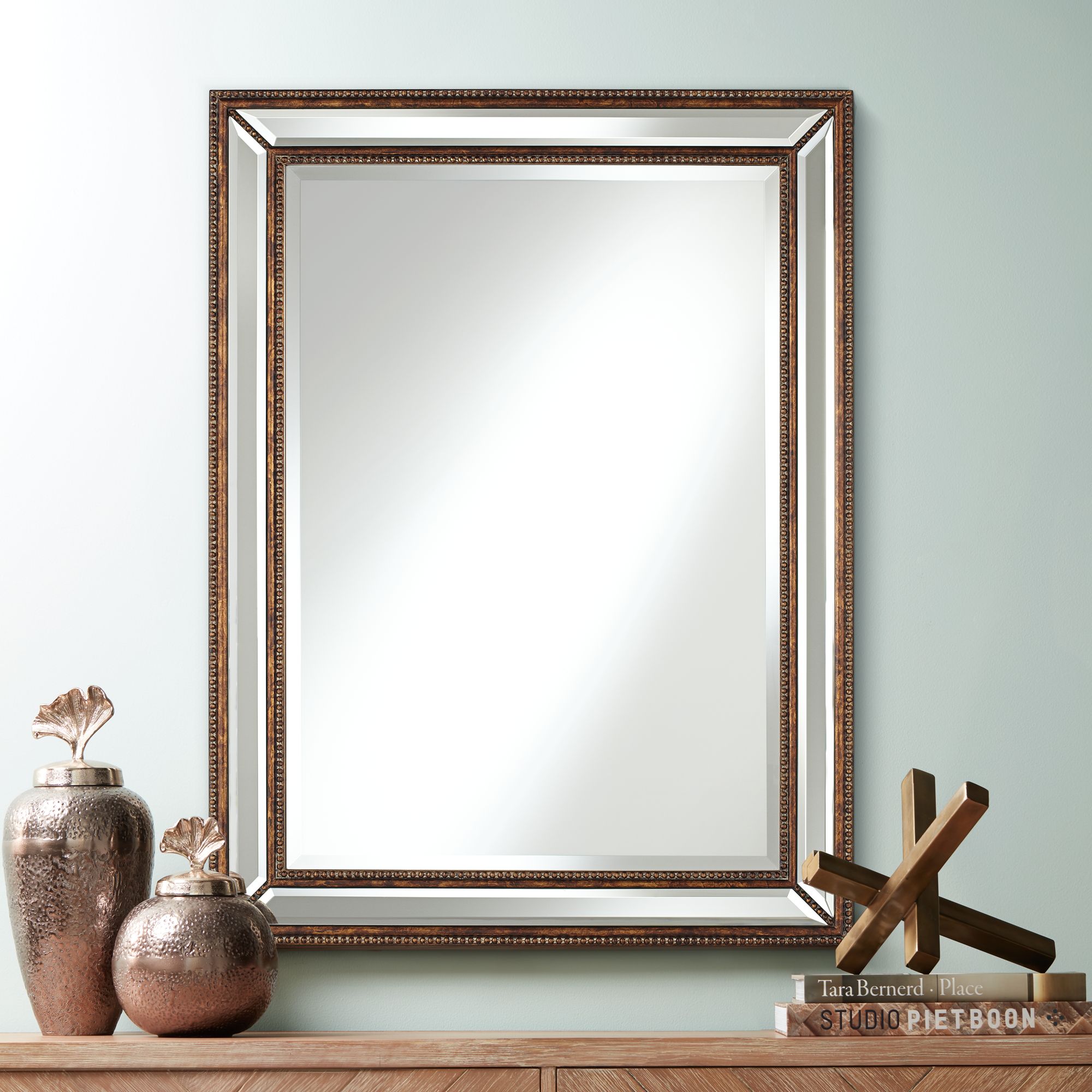 Uttermost Palais Beaded 30" x 40" Bronze Wall Mirror Y6594 Lamps Plus