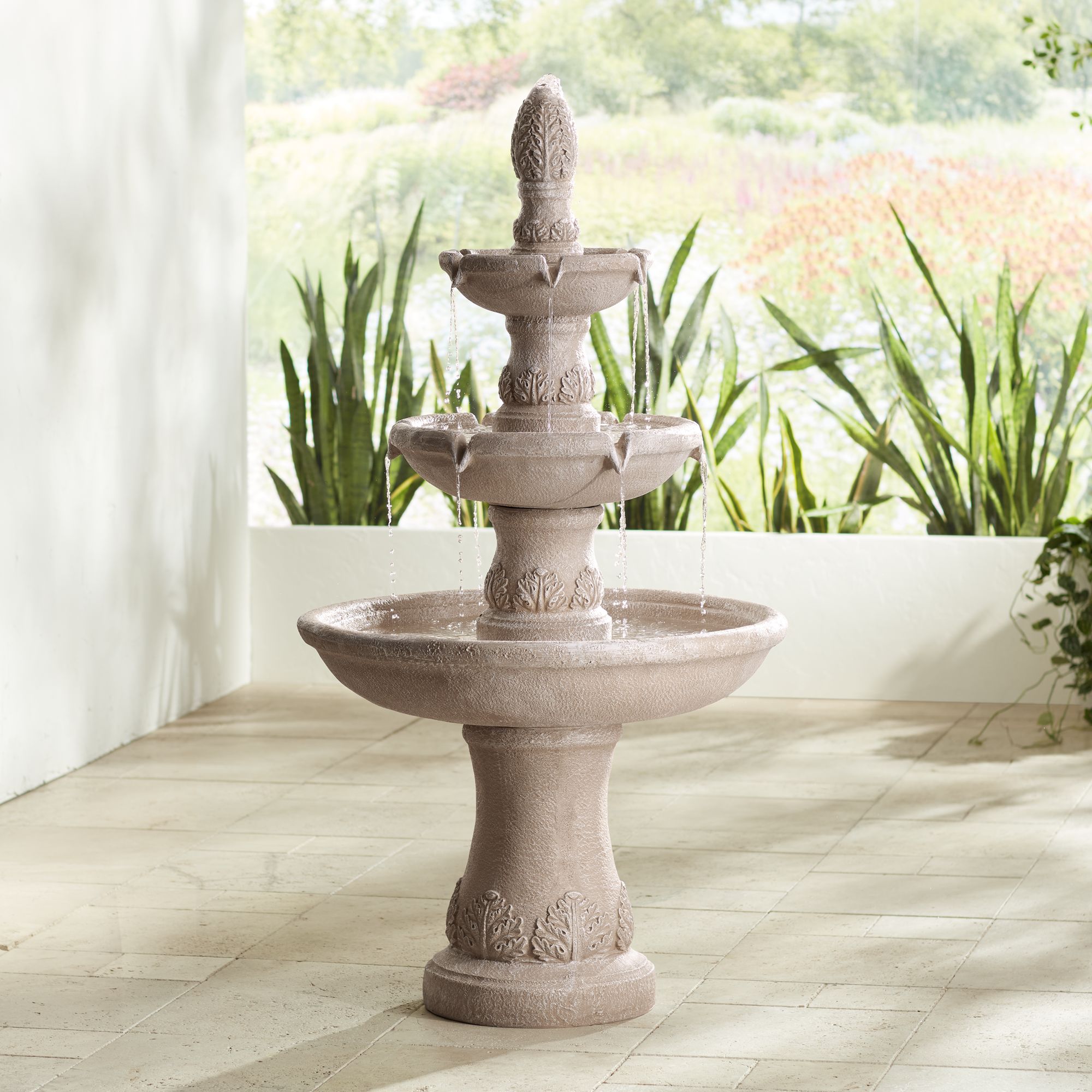 Domanico 57" High Three Tier Sandstone Outdoor Fountain Y6909