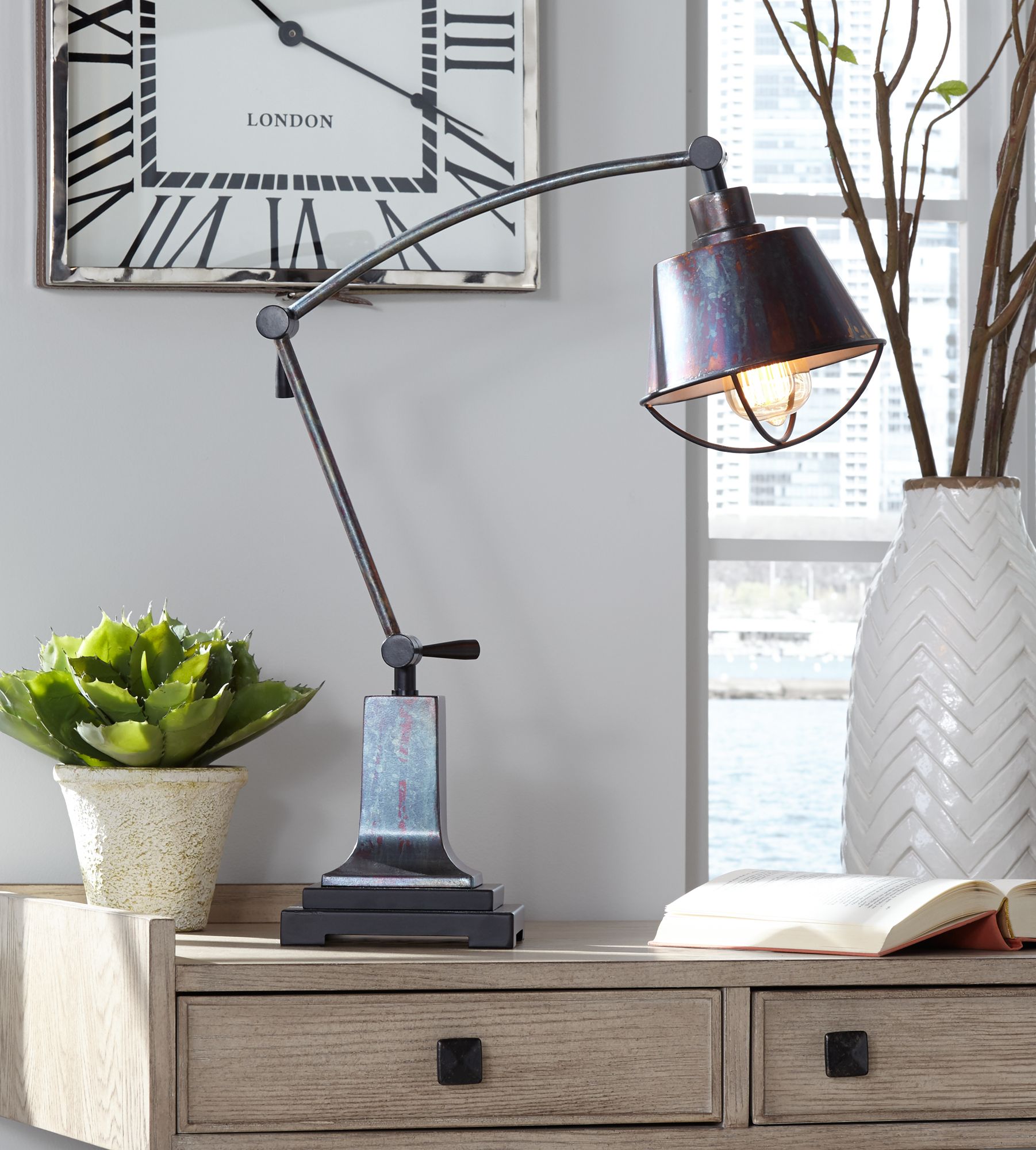 Henry Adjustable Arm Farmhouse Desk Lamp by Uttermost 5M190 Lamps Plus