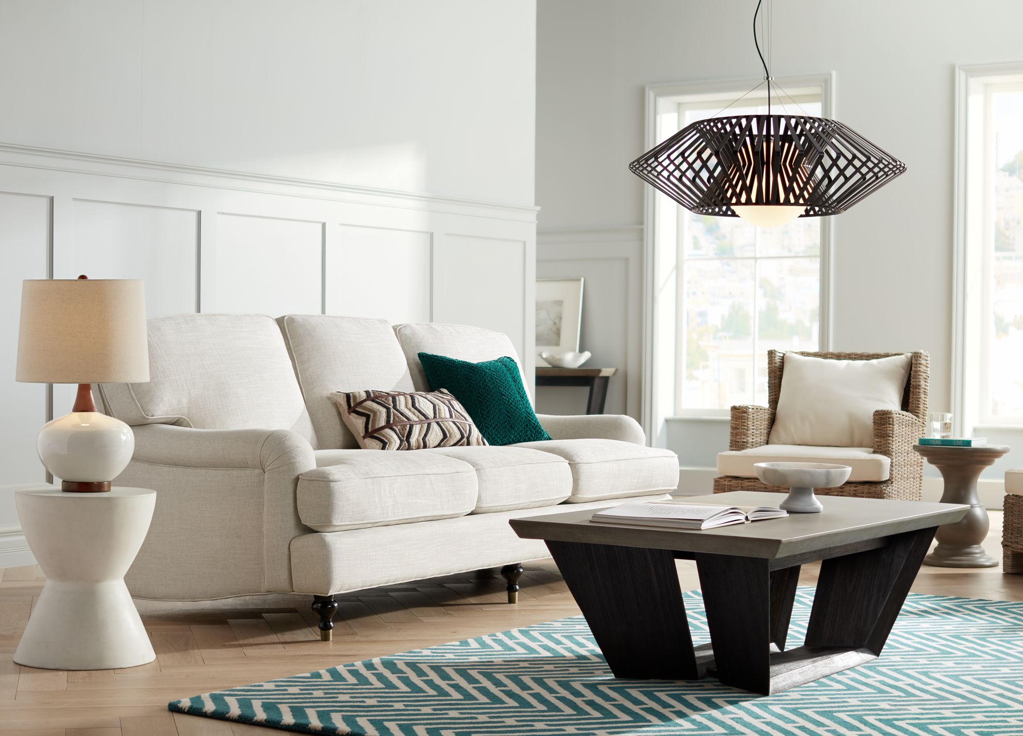 Brice MidCentury Ivory Ceramic Table Lamp 9H567 Lamps Plus