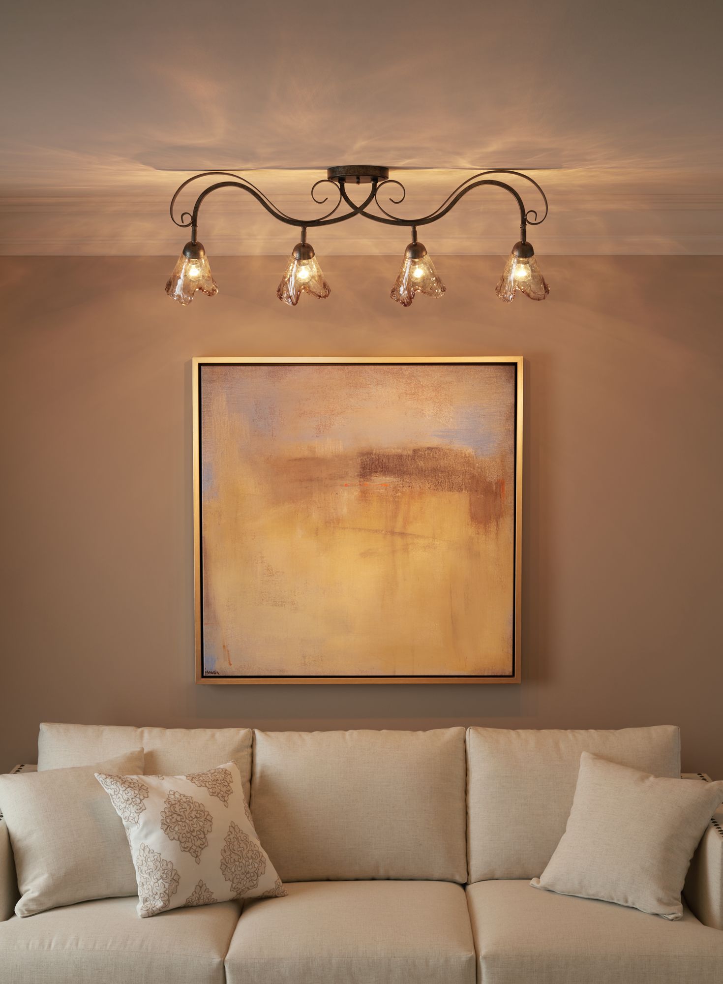 Organic Amber Glass 4Light Ceiling Track Fixture U2885 Lamps Plus