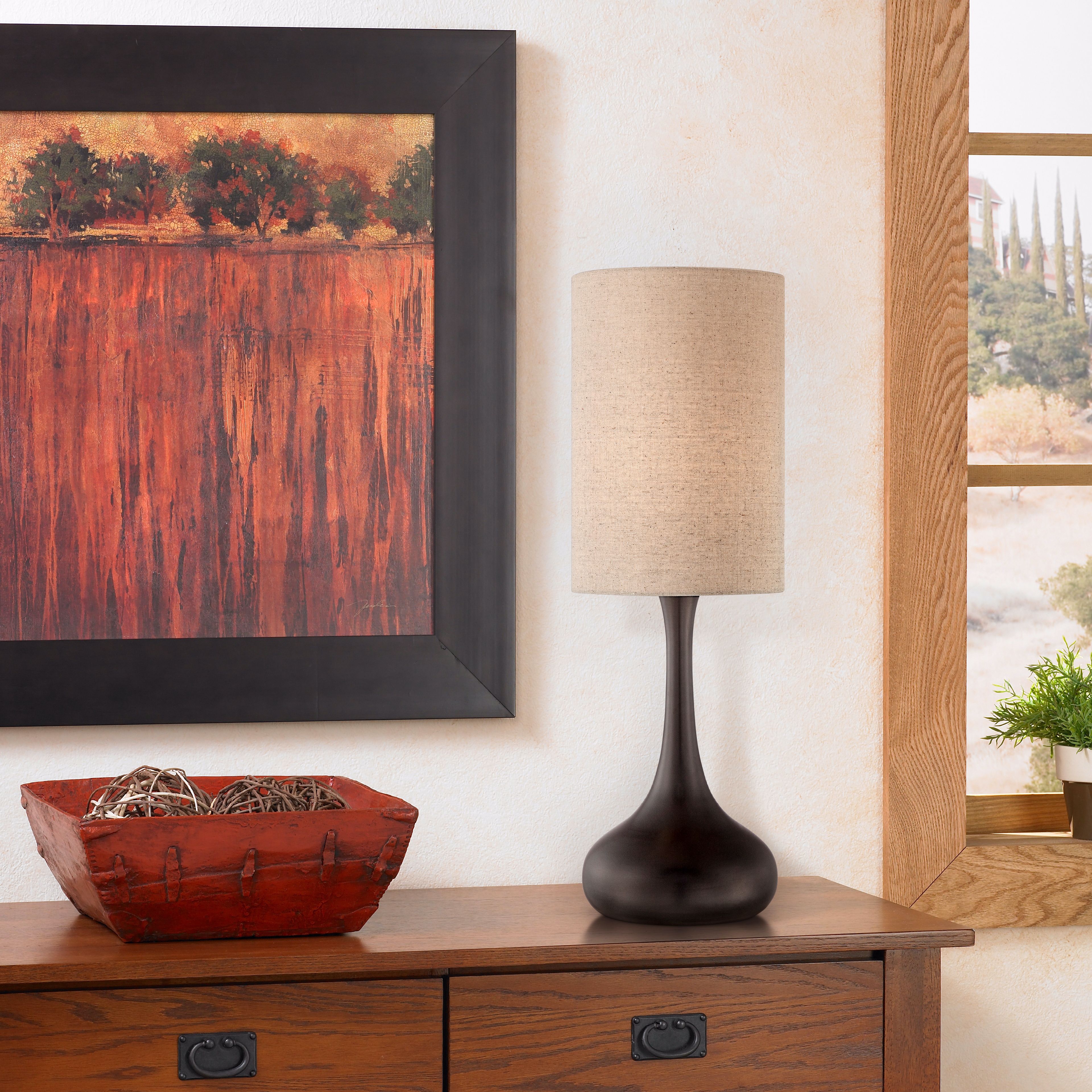 Espresso Bronze Droplet Table Lamp with Cylinder Shade 3T491 Lamps