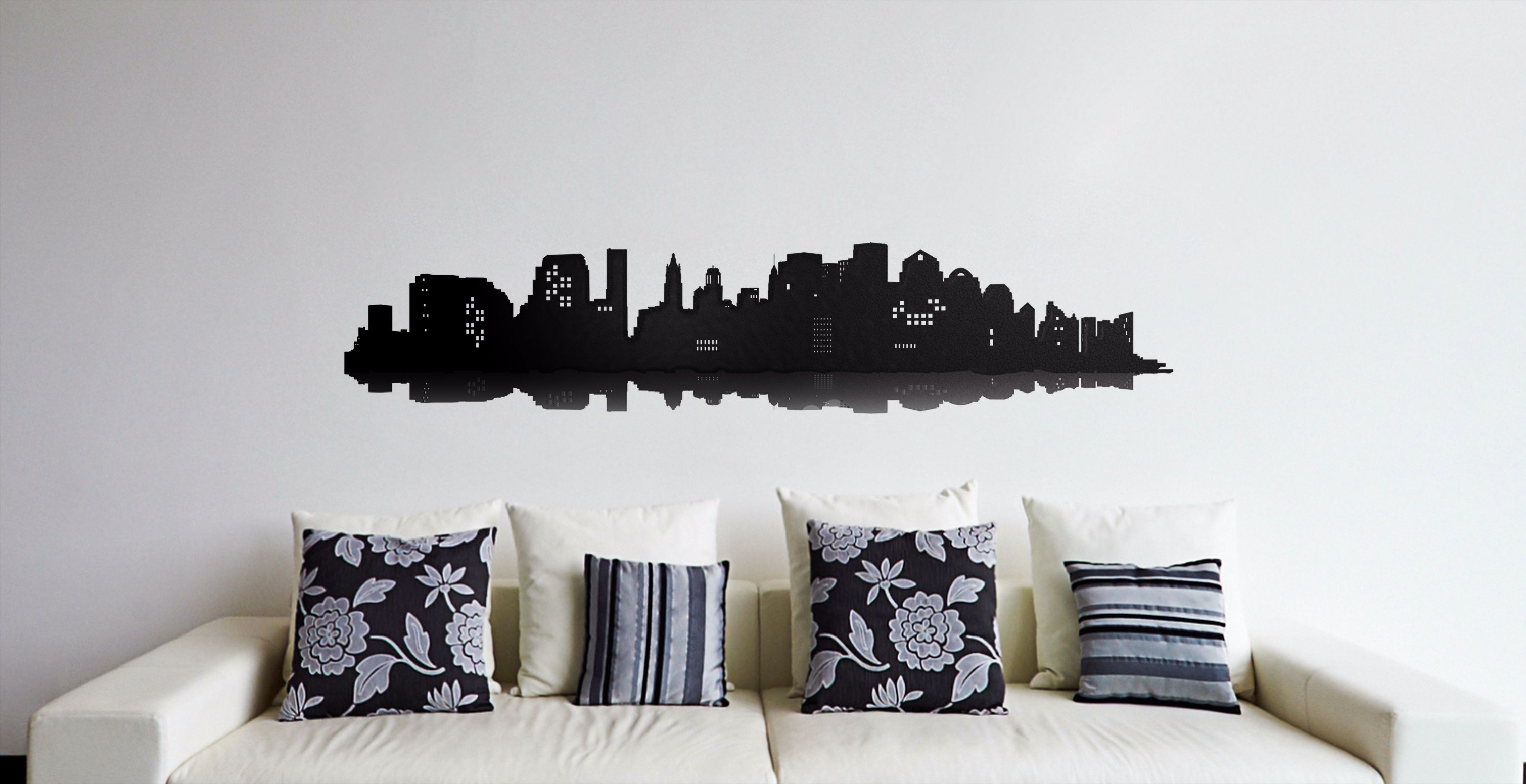 Black Cityscape Wall Decal 5P409 Lamps Plus