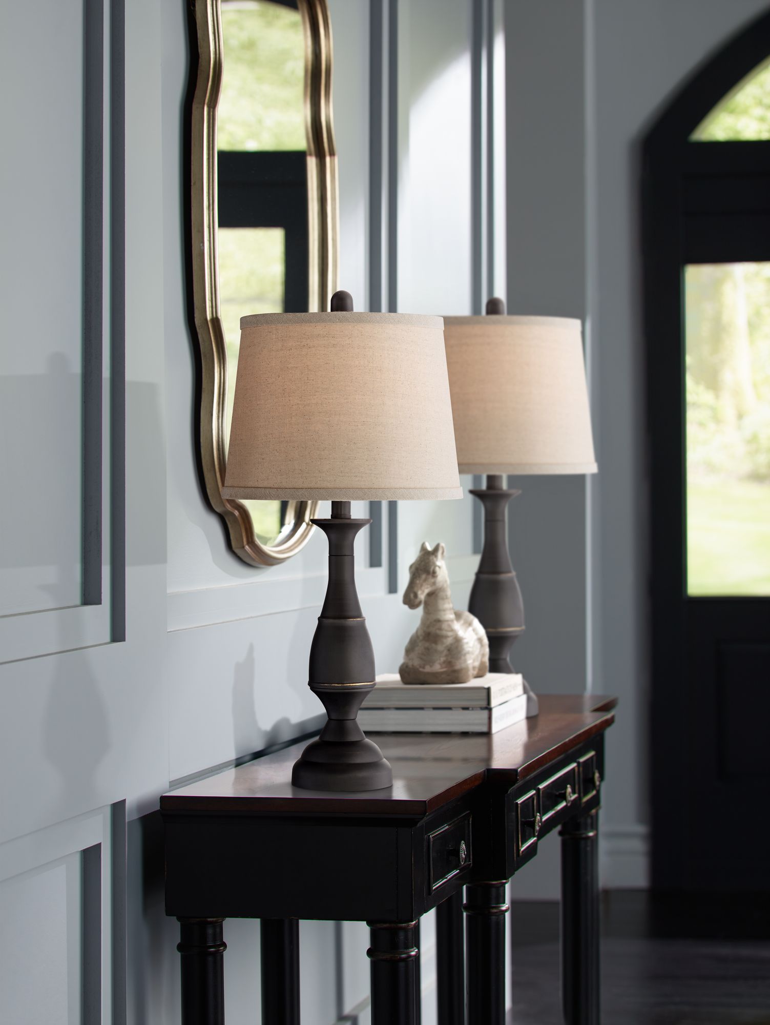 Ben Dark Bronze Metal Table Lamp Set of 2 8J913 Lamps Plus