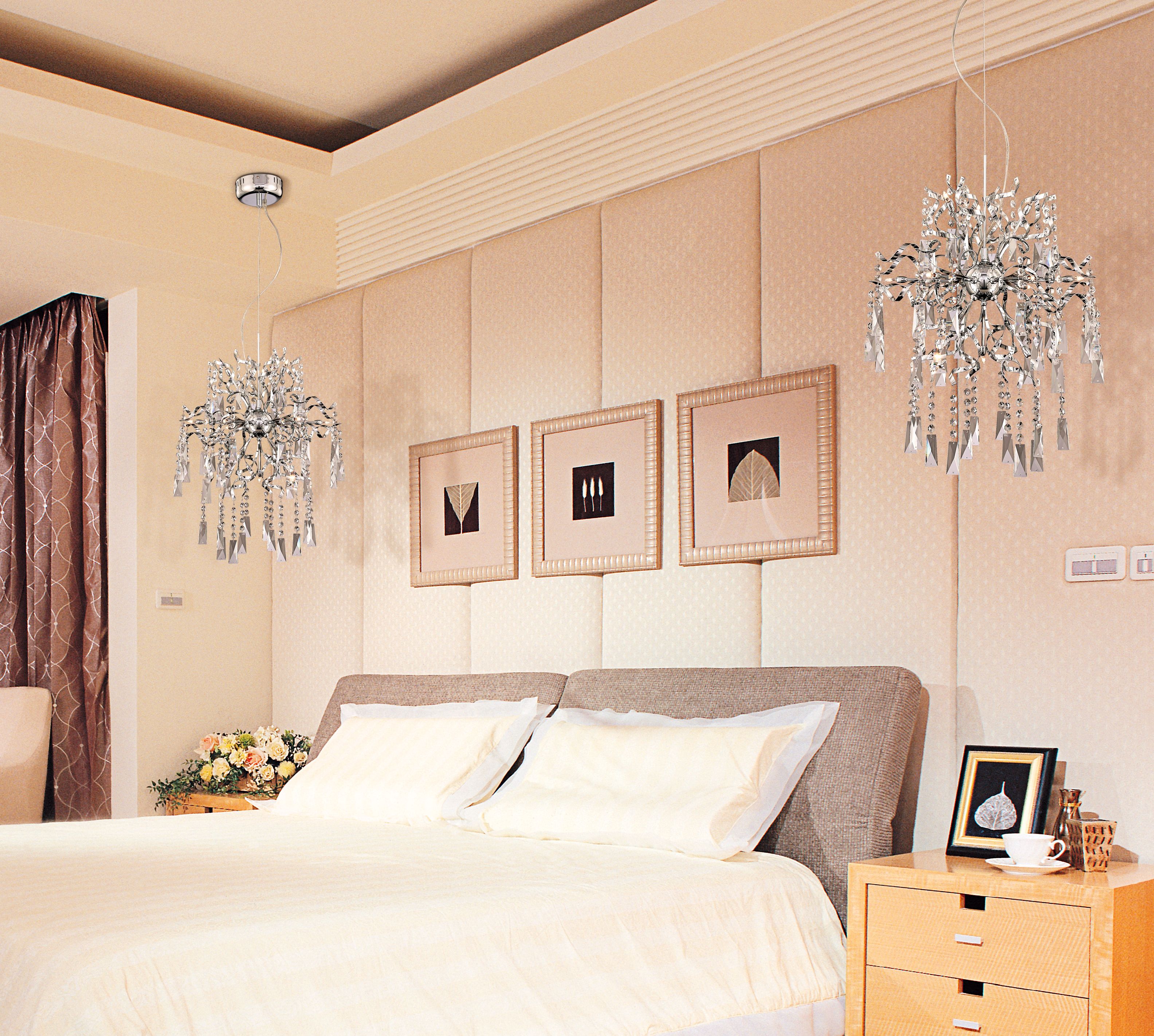 A wall of upholstered panels is a modern alternative to a headboard