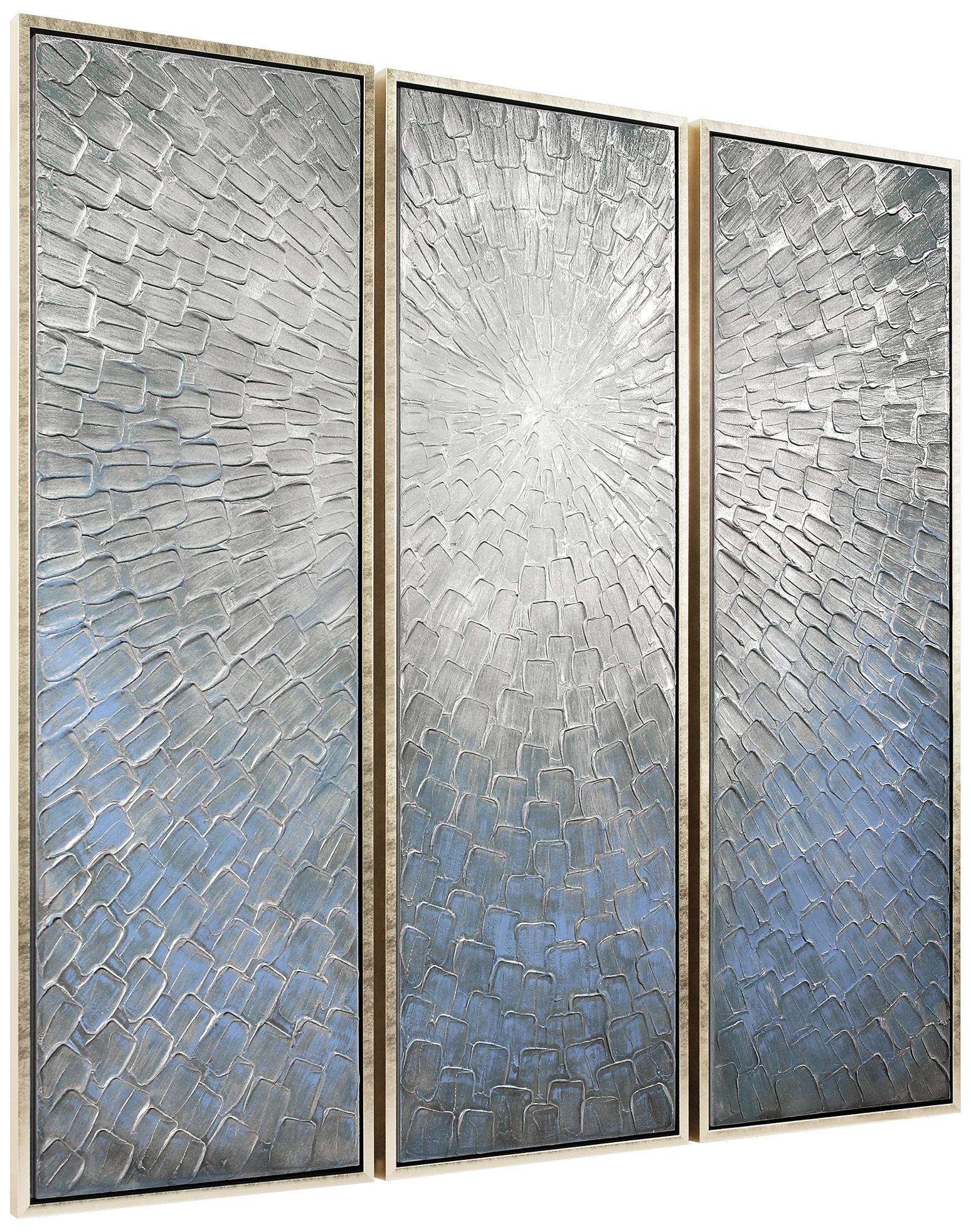 Silver Ice 60" High Metallic 3Piece Framed Canvas Wall Art Set