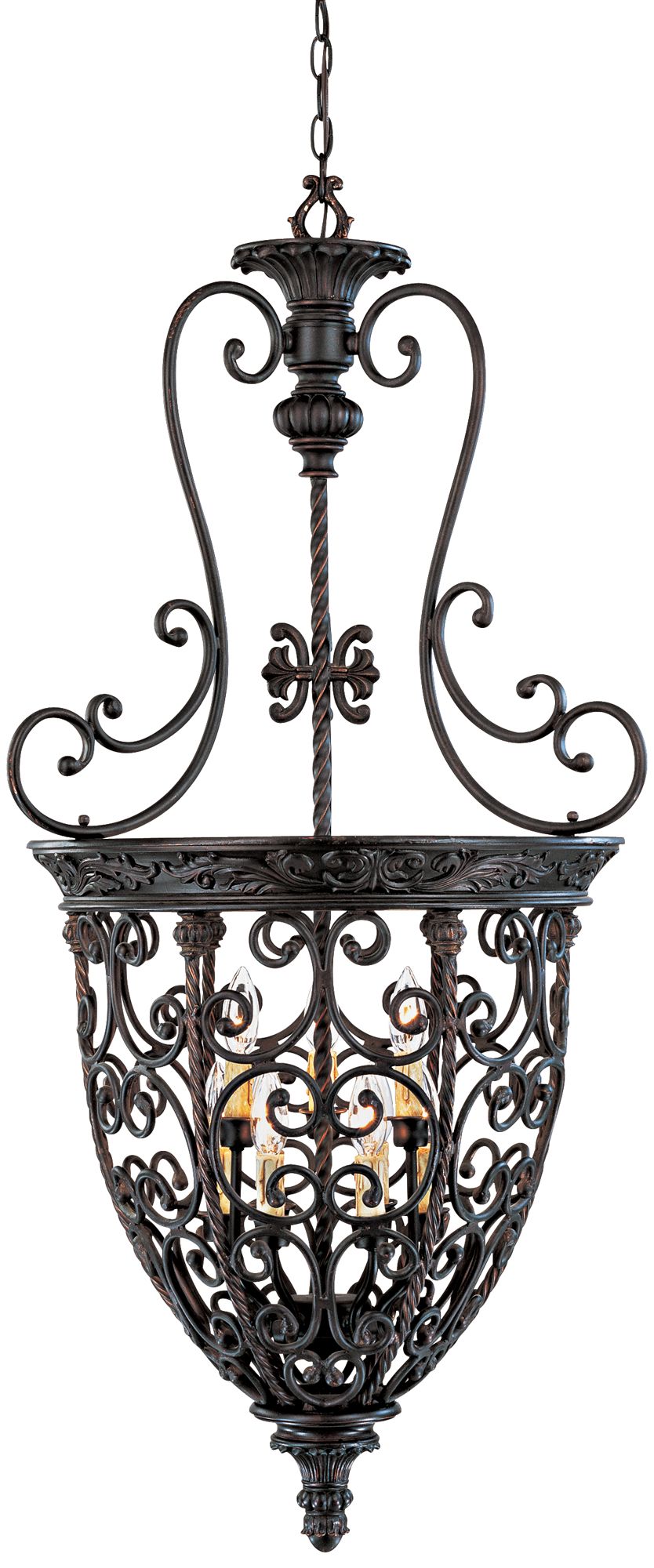 French Scroll 22 1/2"W 9Light Bronze Iron Foyer Chandelier 03371