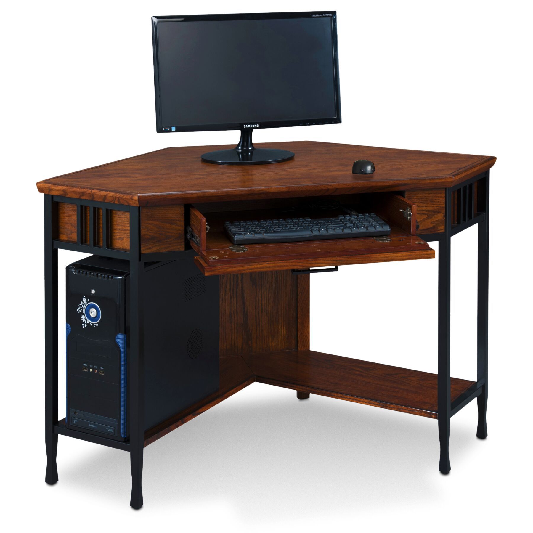 Mission Style Corner Computer Desk W Door Ironcraft 48" Wide Mission Oak Corner Computer Writing Desk 10G73
