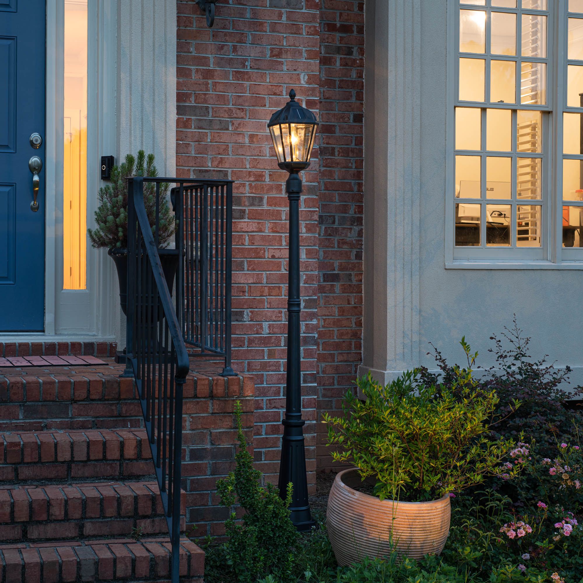 Royal Bulb 87" High Black Solar LED Outdoor Post Light 13W92 Lamps