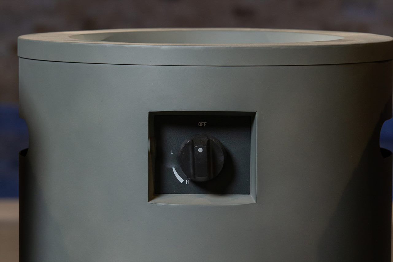 Acero 16" Round Gray Envirostone Propane Gas Fire Column 151D0