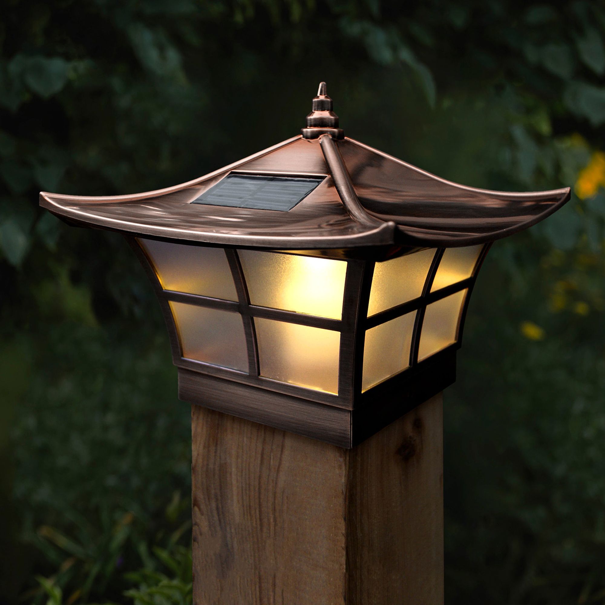 Ambience 7" High Copper Plated Outdoor Solar LED Post Cap - #15A39
