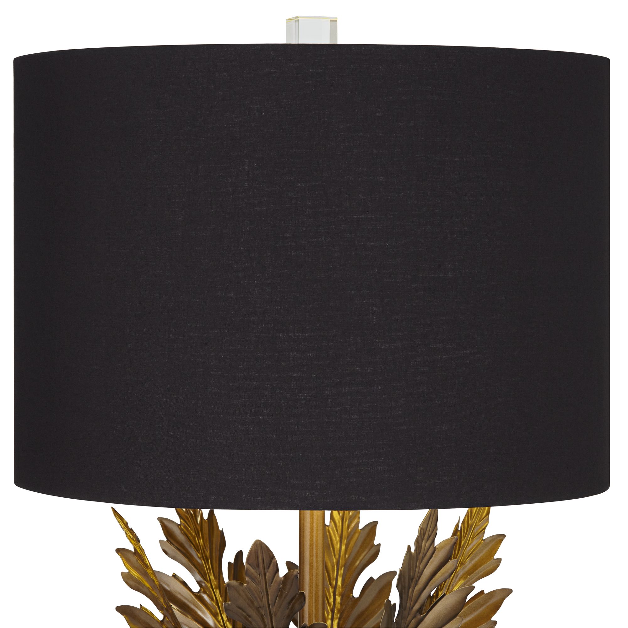 Cheri Black Drum Shade Metal Leaves Antique Brass Table Lamp 15K87