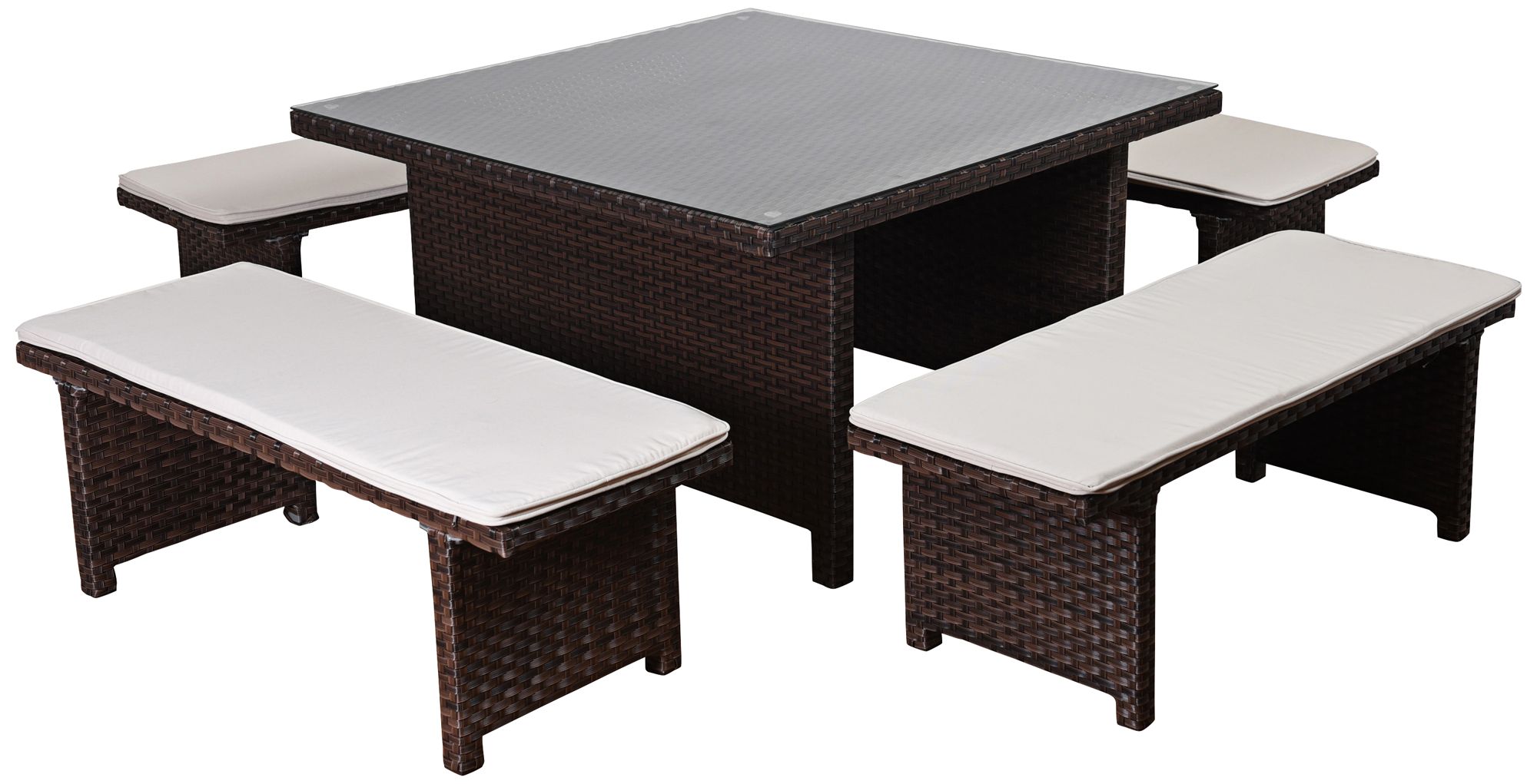 Maryland Brown Wicker 5Pc. LowHeight Patio Dining Set