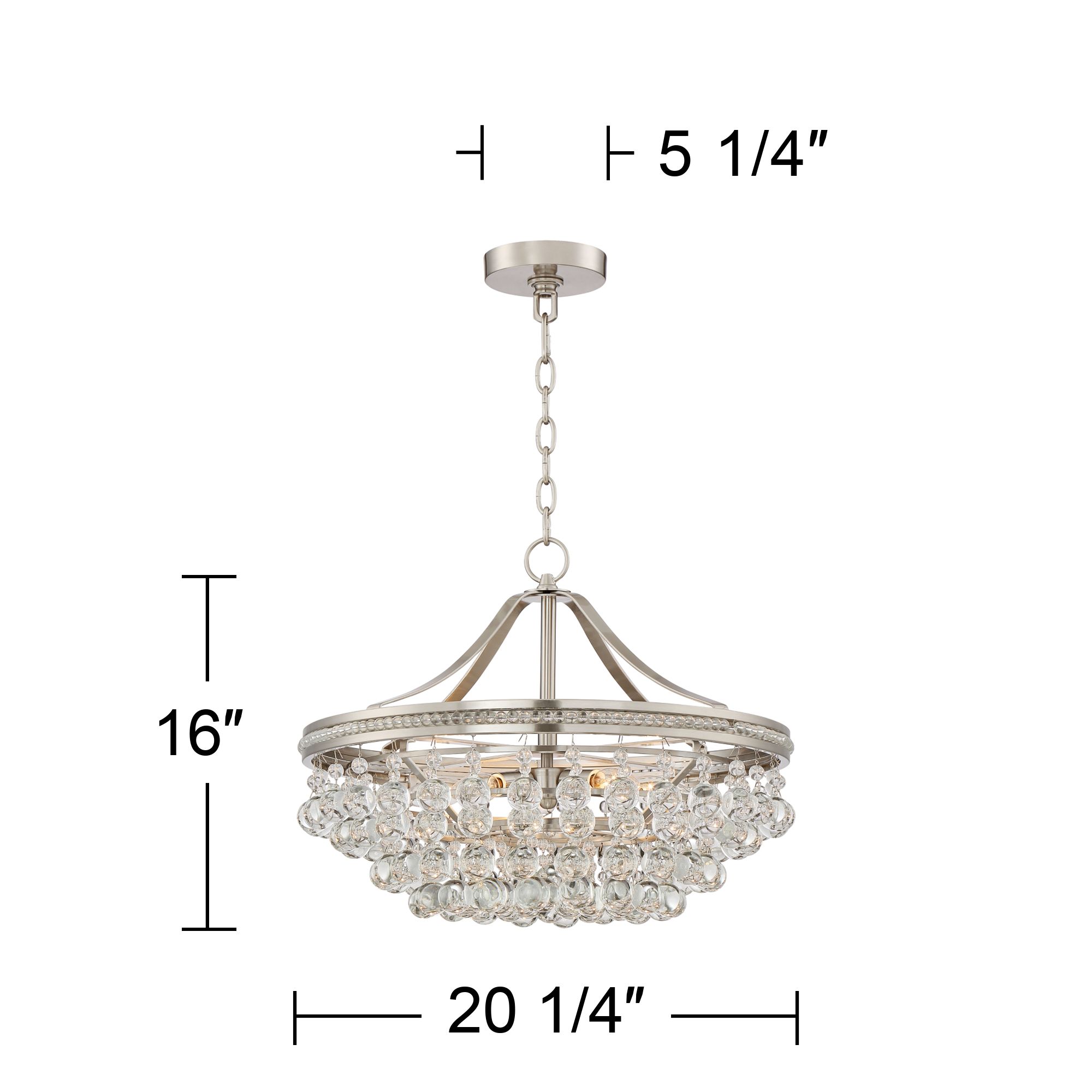 Wohlfurst 20 1/4" Wide Brushed Nickel Crystal Pendant Light 1K581