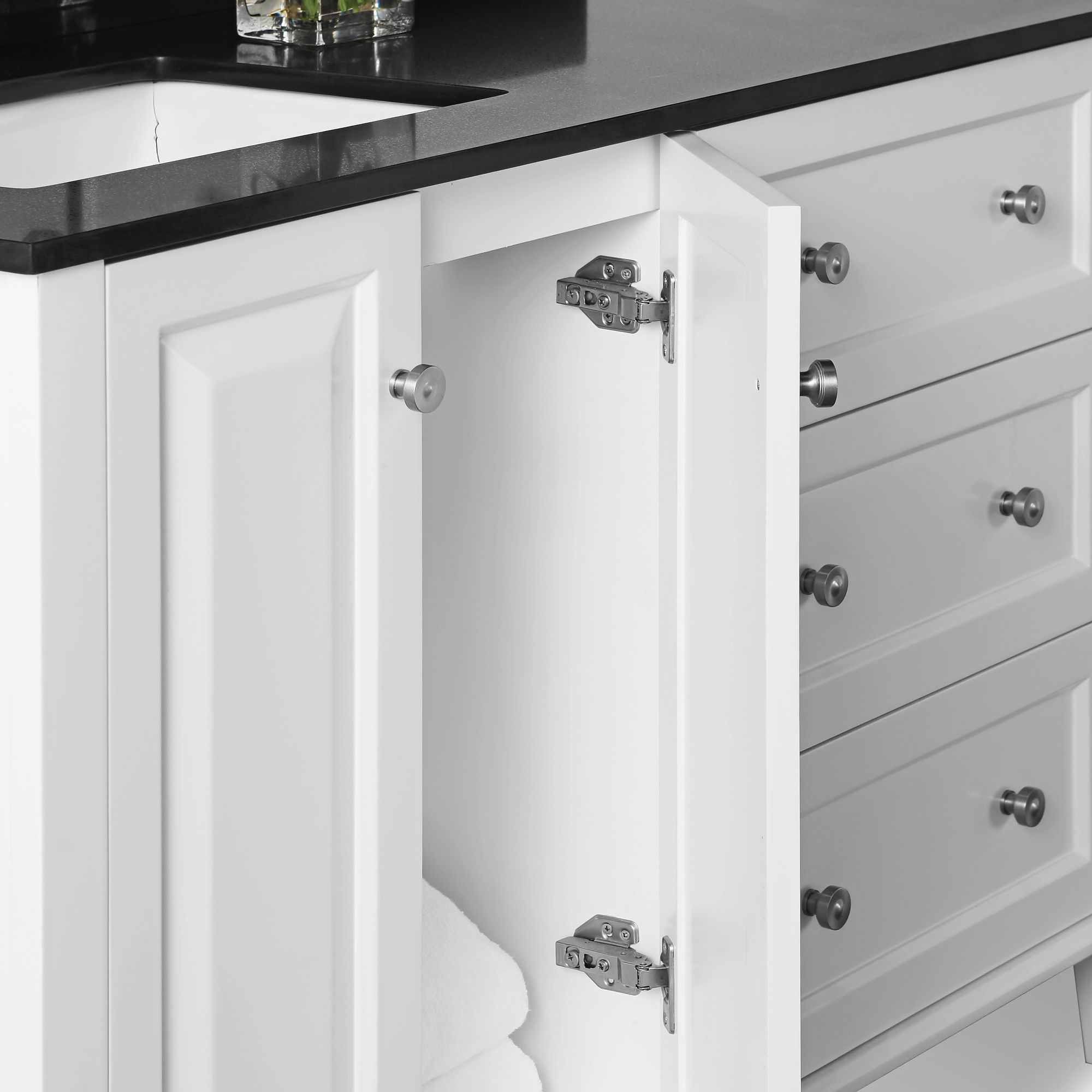 Off Center Sink Vanity Top Hannah White 48" GraniteTop OffCenter Left Sink Vanity 1M910