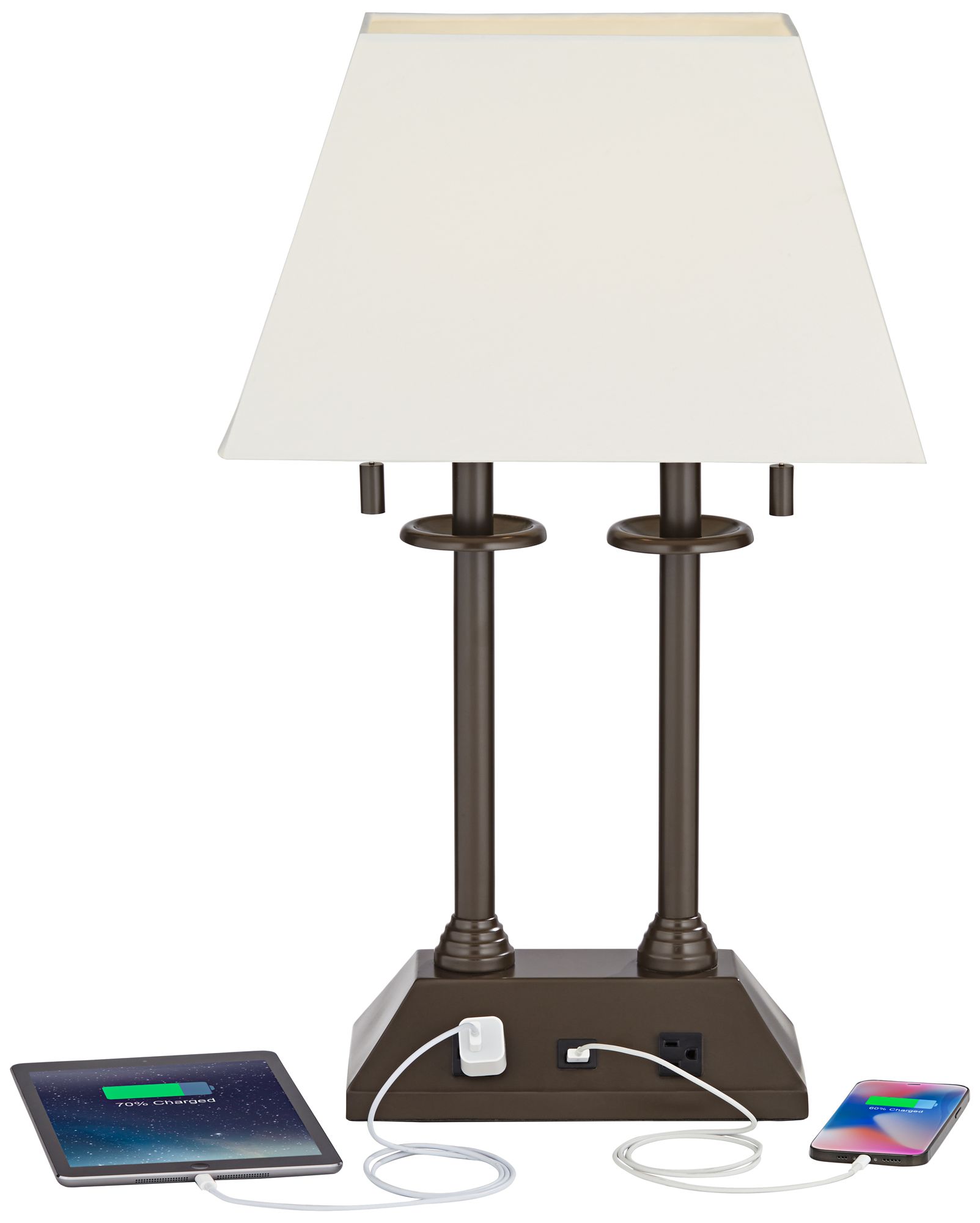 Charlton Bronze Workstation Desk Lamp with Outlets and USB 1R525