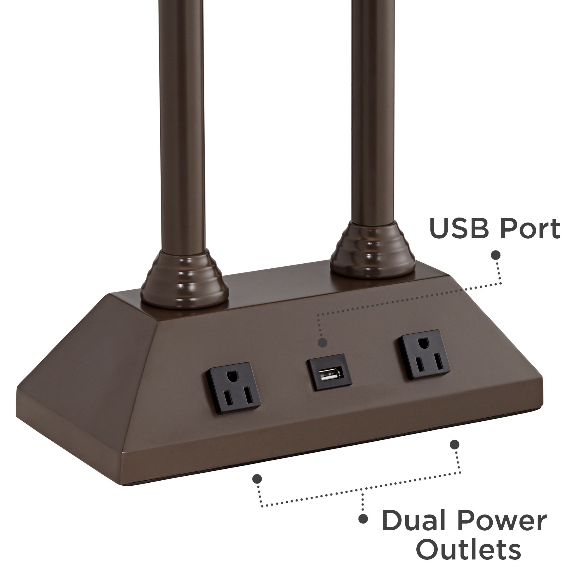 Charlton Bronze Workstation Desk Lamp with Outlets and USB 1R525