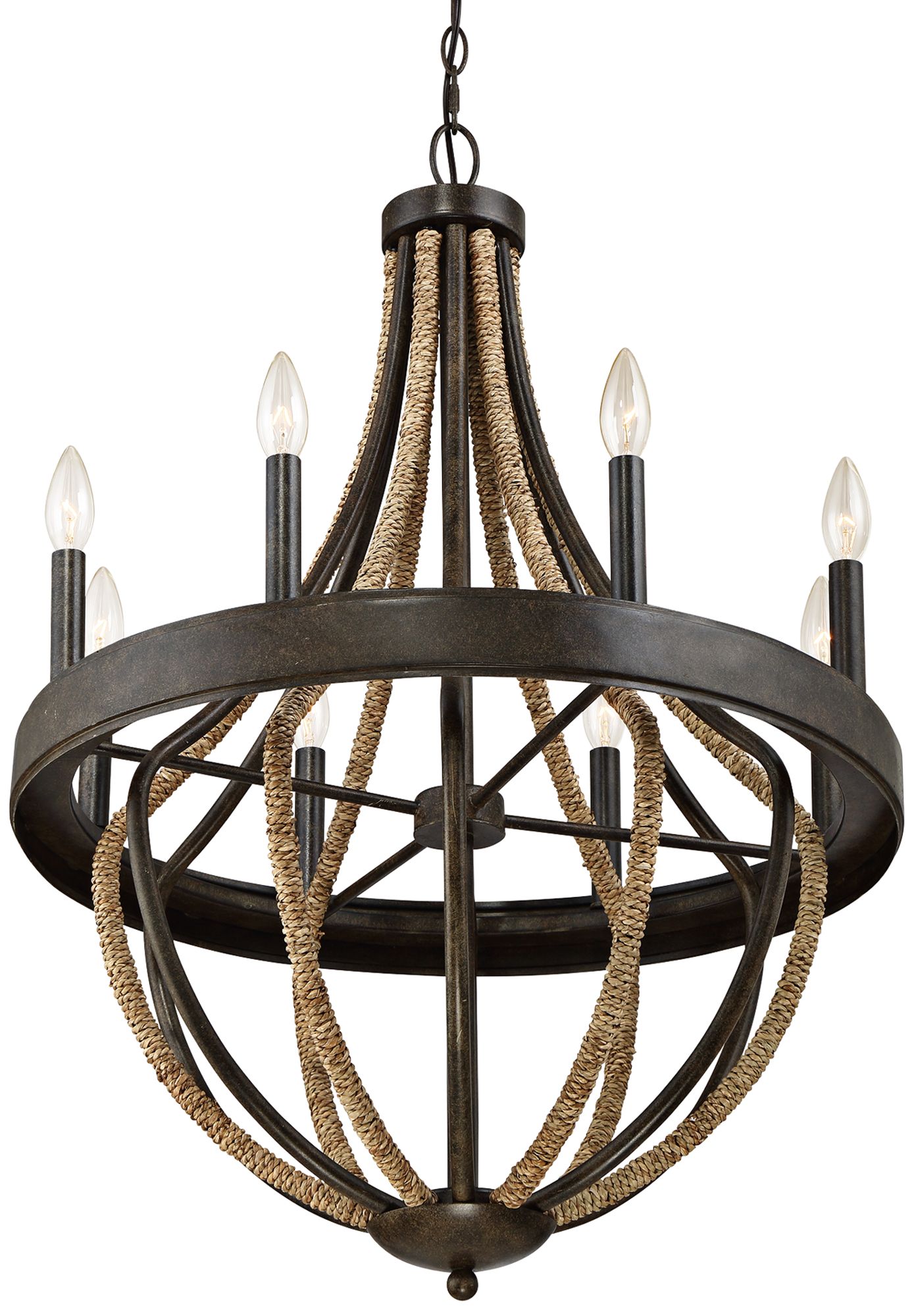 Quoizel Pembroke Bronze 22 1/2"W Natural Rope Chandelier 1T985