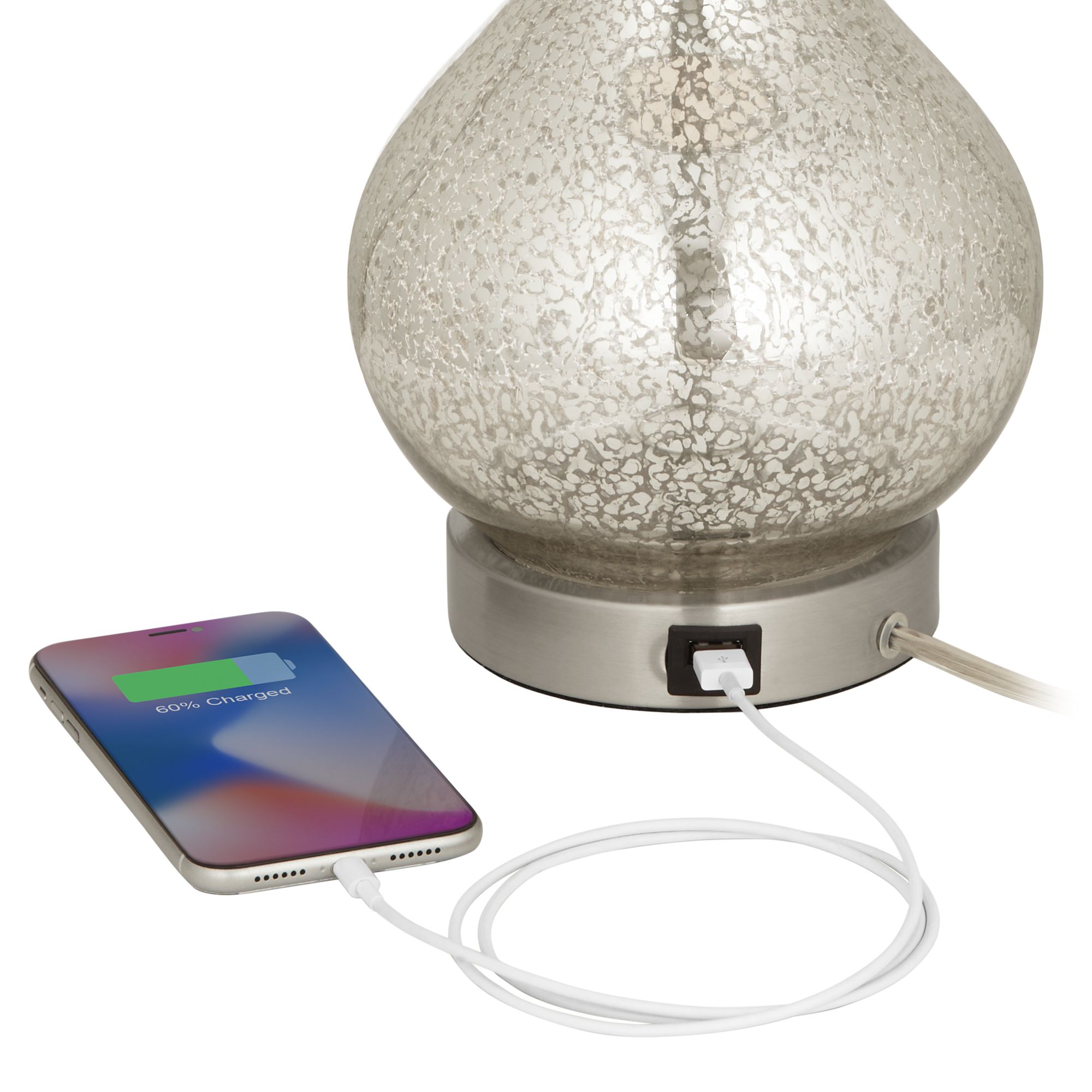 Ledger Mercury Glass Accent USB Table Lamp Set of 2 23X82 Lamps Plus