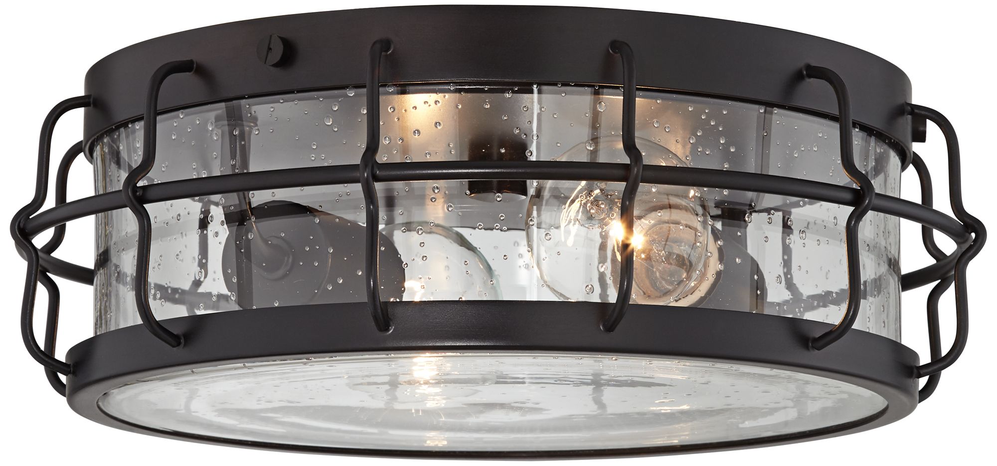 Aya 13 1/4" Wide Bronze Caged Metal Ceiling Light 24C15 Lamps Plus