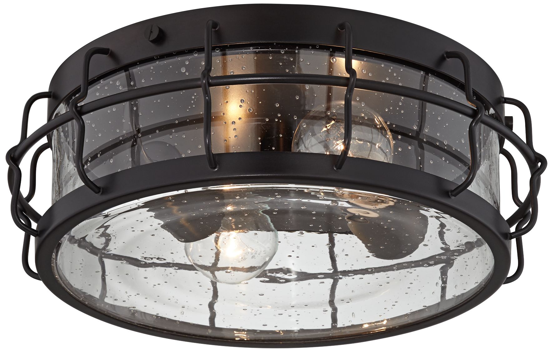 Aya 13 1/4" Wide Bronze Caged Metal Ceiling Light 24C15 Lamps Plus