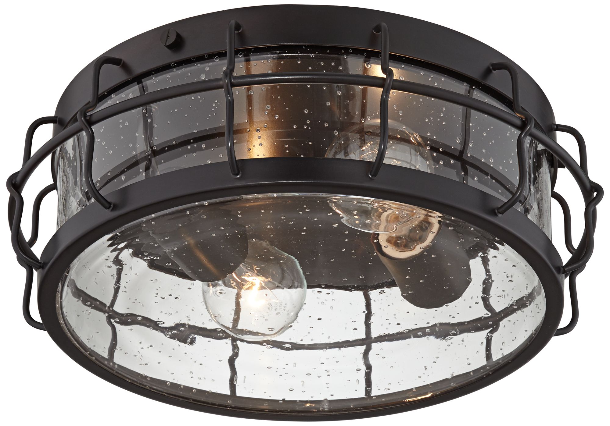 Aya 13 1/4" Wide Bronze Caged Metal Ceiling Light 24C15 Lamps Plus